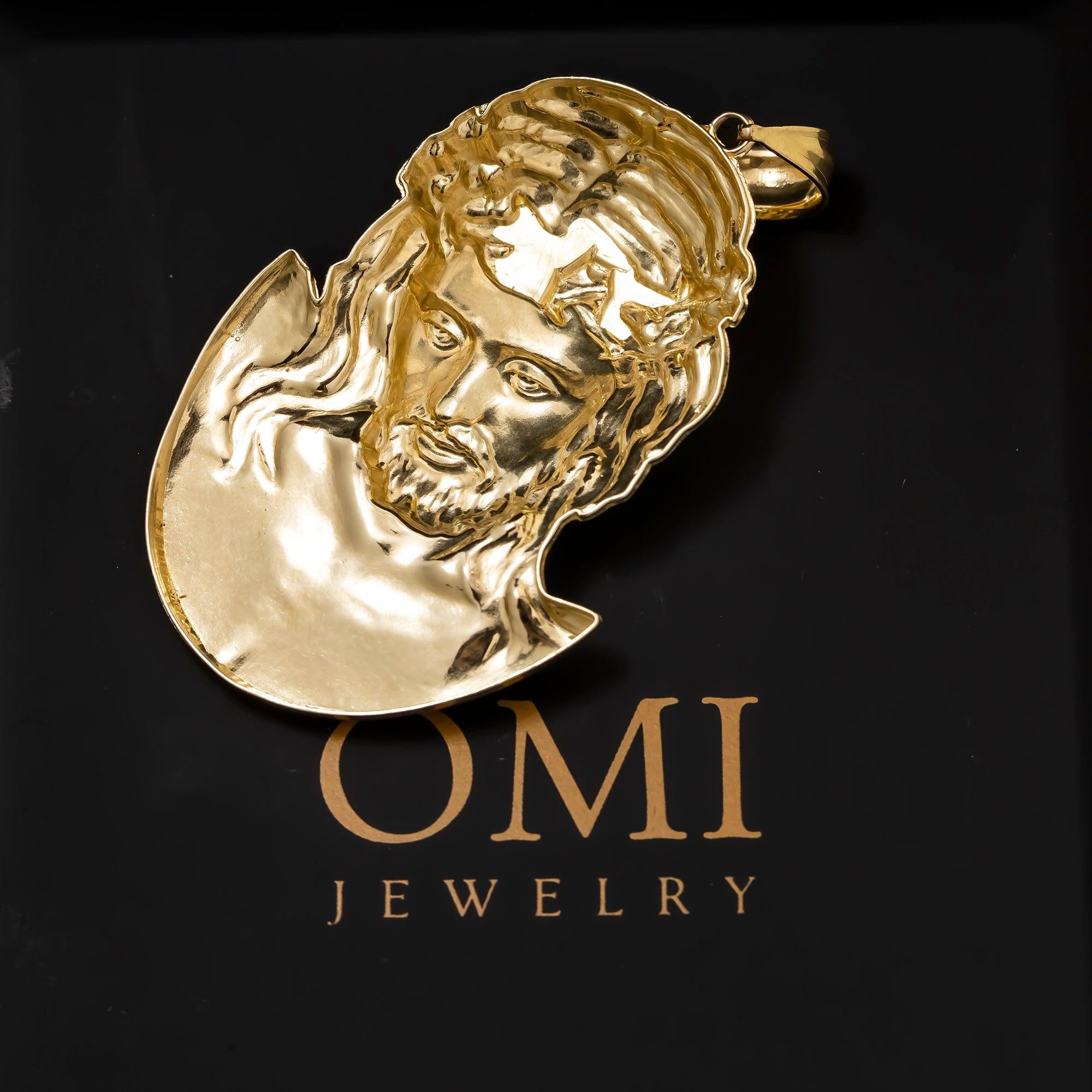 10K GOLD JESUS HEAD WITH CROWN OF THORNS PENDANT 10.4G