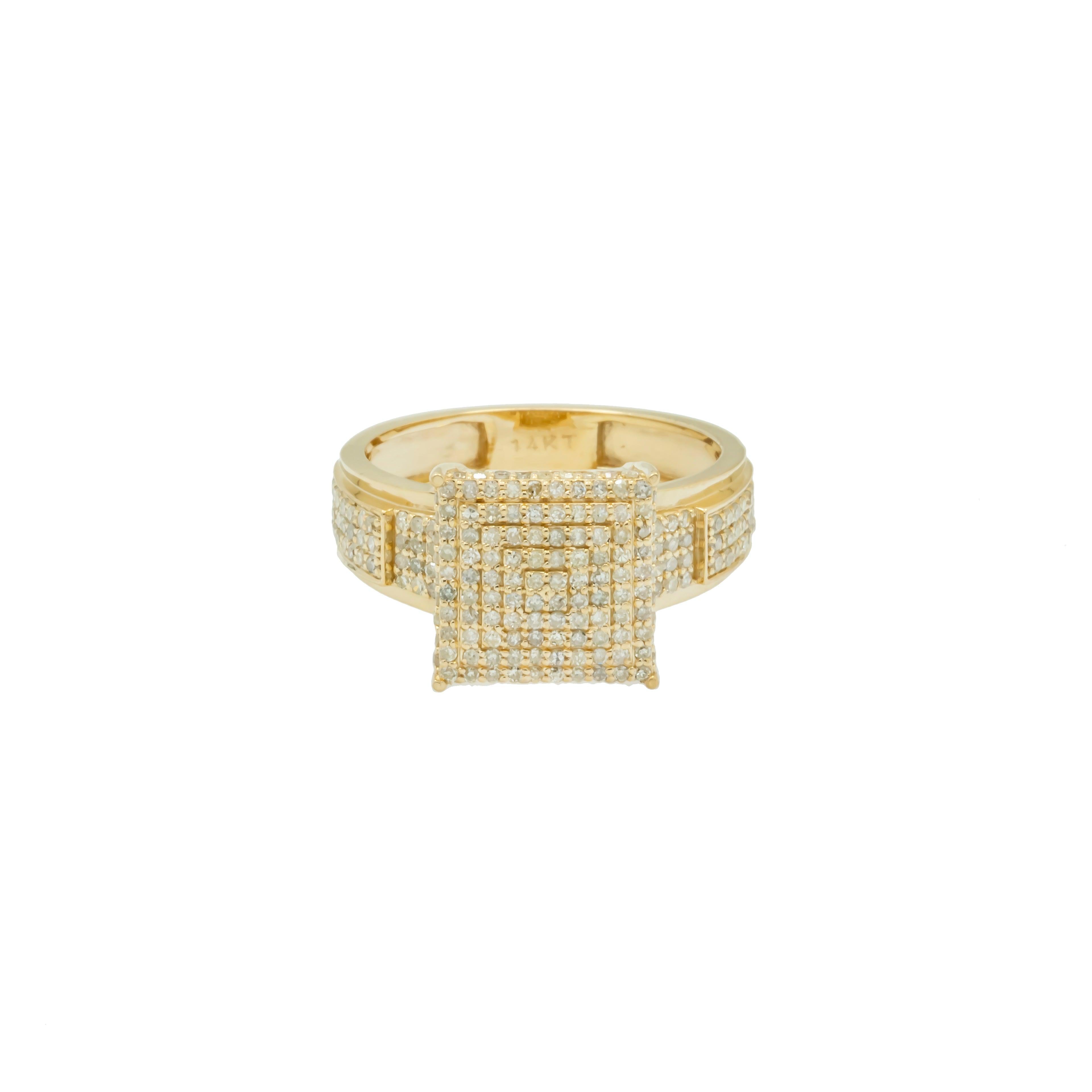 14K GOLD ROUND DIAMOND SQUARE SHAPE RING 0.89 CT