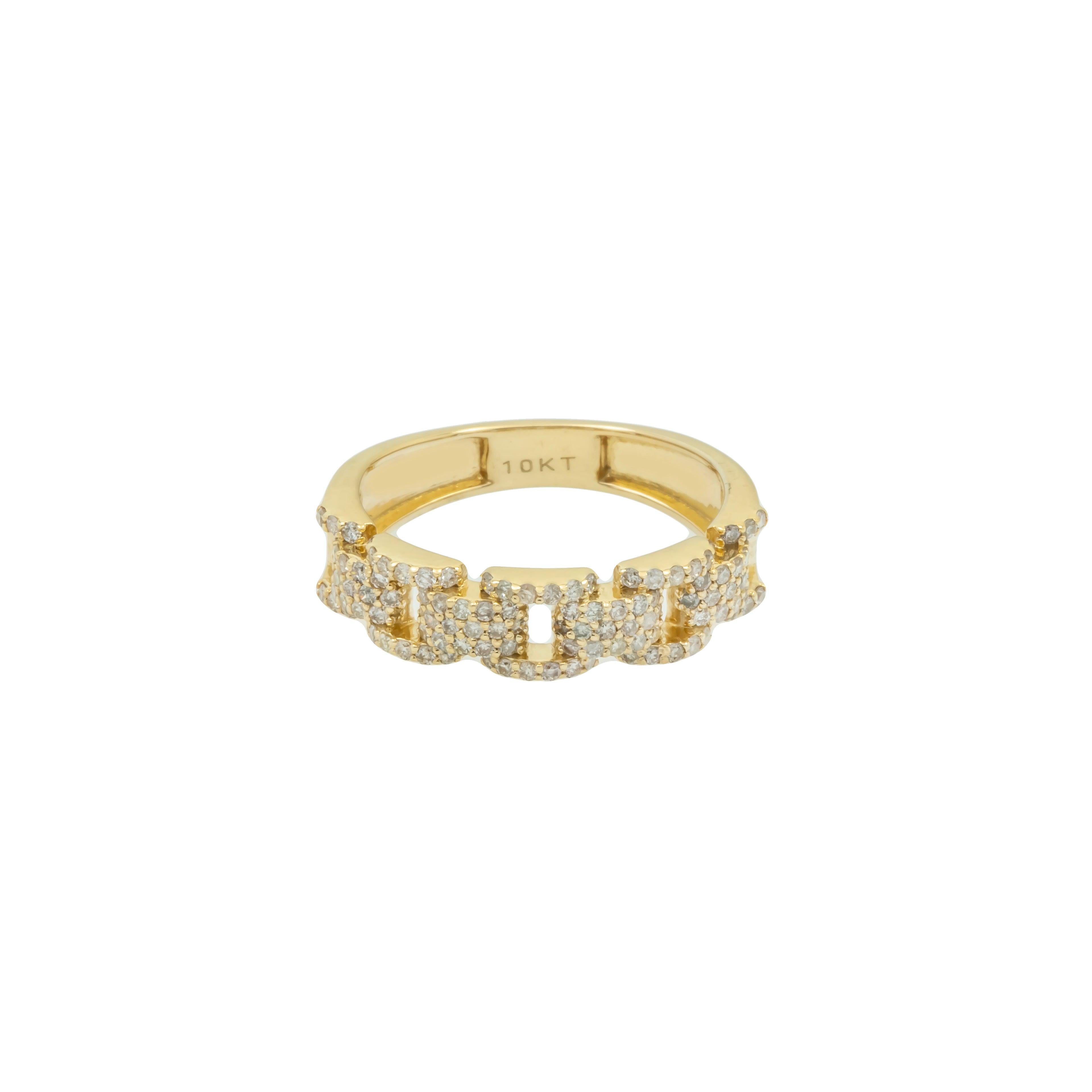 10K GOLD ROUND DIAMOND OPEN LINK RING 0.71 CT