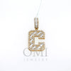 10K GOLD BAGUETTE AND ROUND DIAMOND INITIAL C PENDANT 1.50 CT