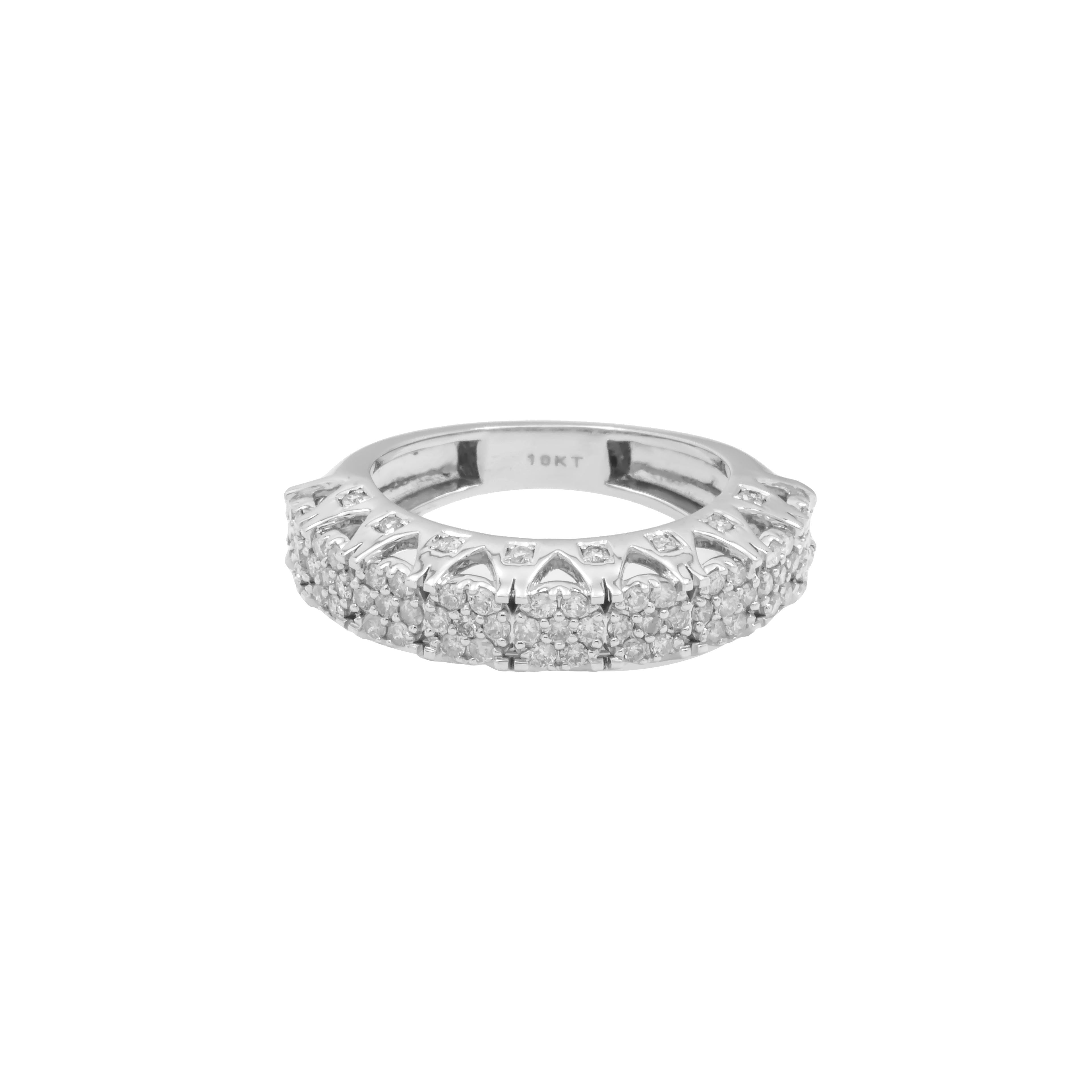10K GOLD ROUND DIAMOND HALF ETERNITY BAND RING 0.99 CT