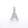 10K GOLD BAGUETTE AND ROUND DIAMOND INITIAL A PENDANT 1.50 CT