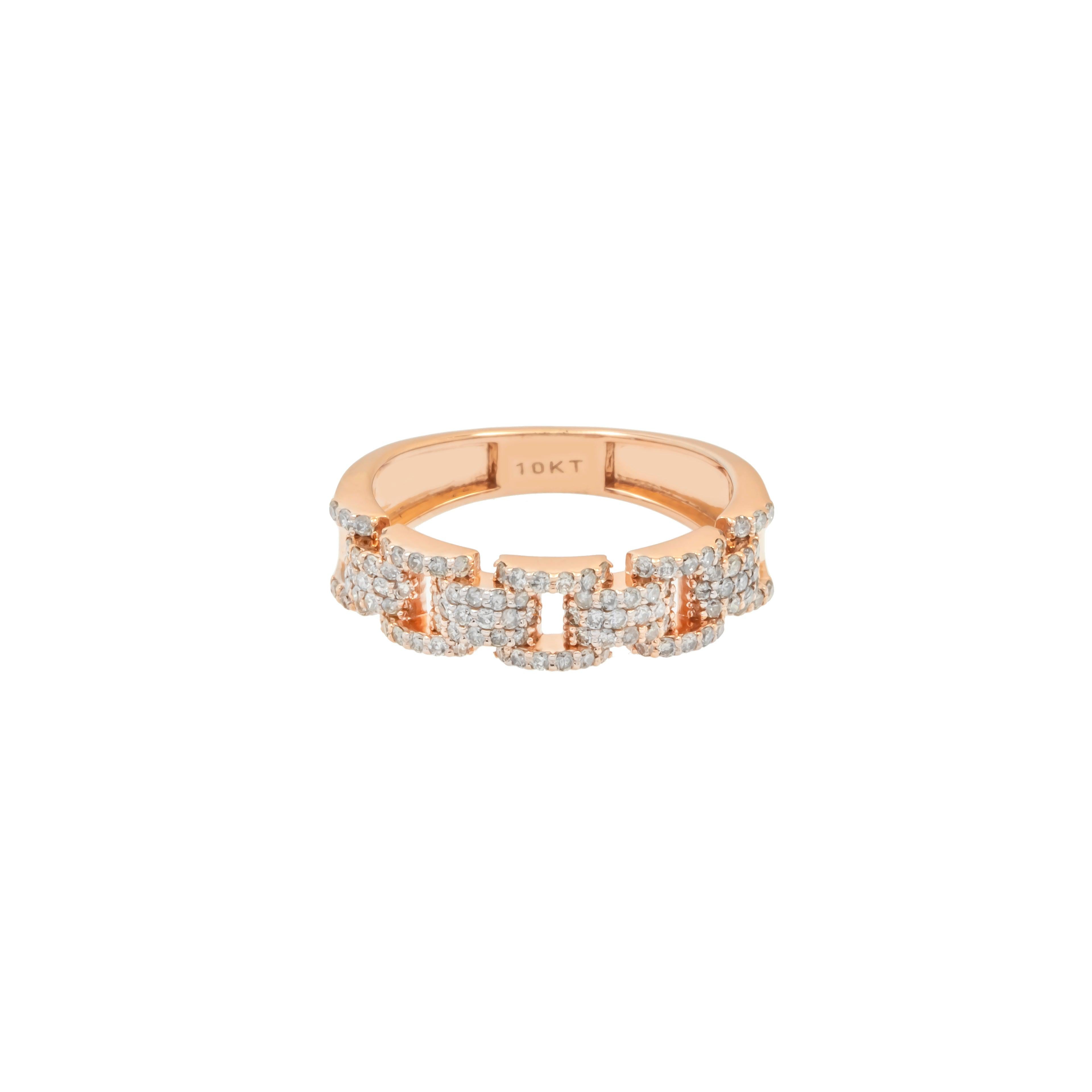 10K GOLD ROUND DIAMOND OPEN LINK RING 0.71 CT
