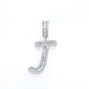 10K GOLD BAGUETTE AND ROUND DIAMOND INITIAL J PENDANT 0.50 CT
