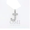 10K GOLD BAGUETTE AND ROUND DIAMOND INITIAL J PENDANT 1.50 CT