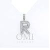 10K GOLD BAGUETTE AND ROUND DIAMOND INITIAL R PENDANT 1.50 CT