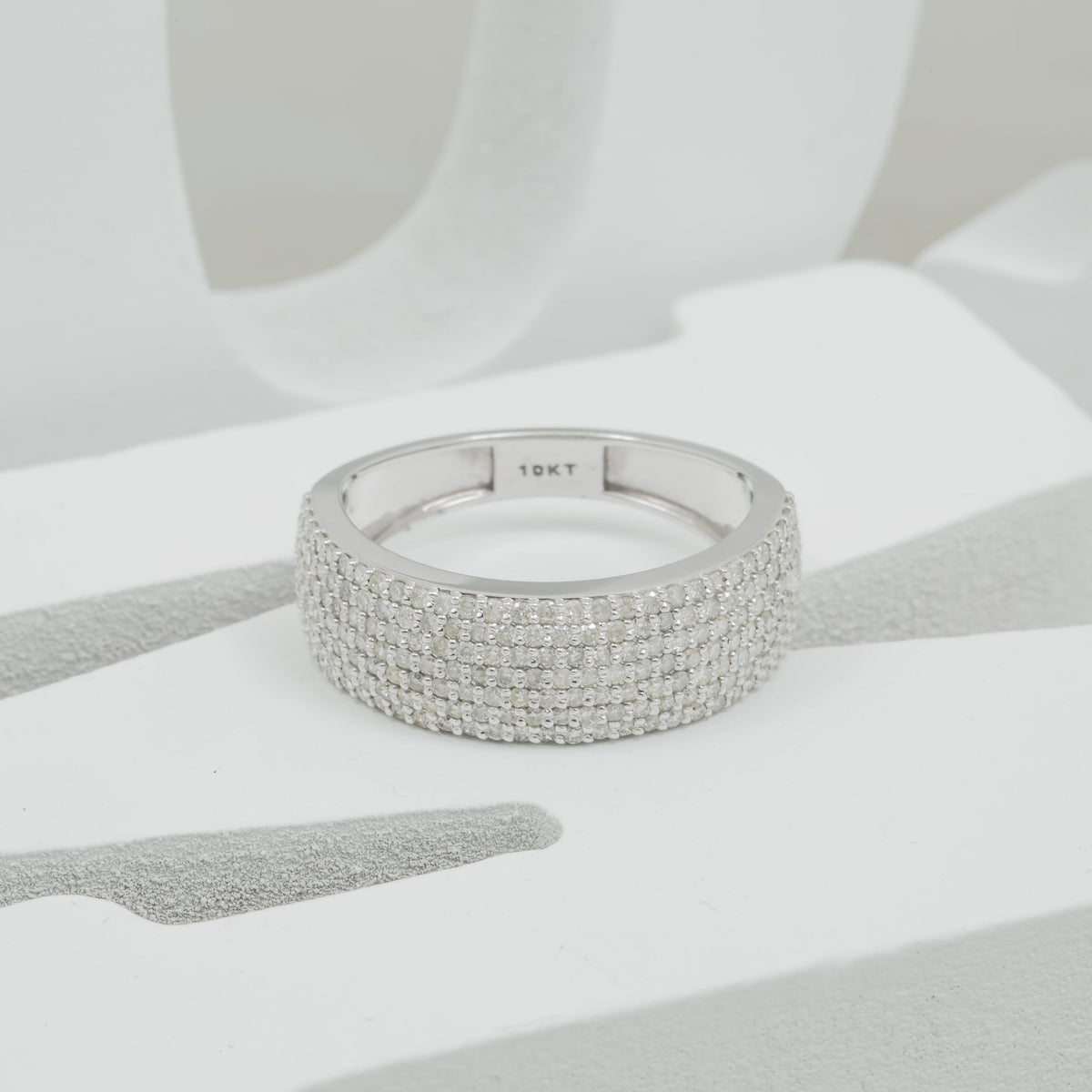 10K GOLD ROUND DIAMOND HALF ETERNITY BAND RING 1.32 CT