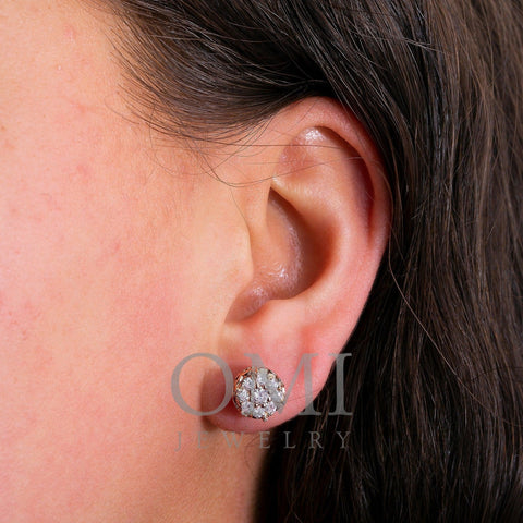 14K ROSE GOLD DIAMOND UNISEX EARRINGS 0.99 CTW