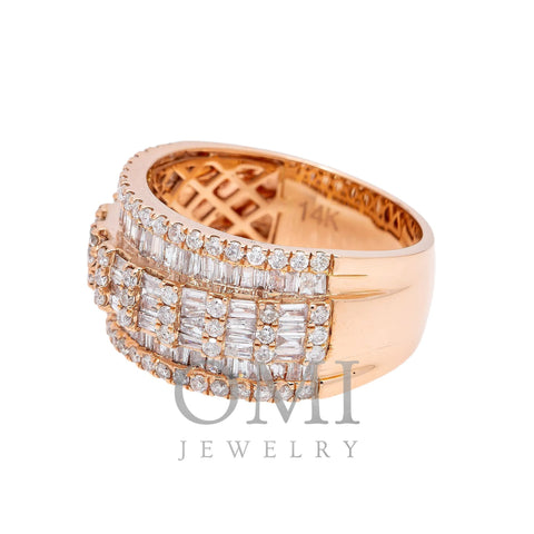 14K ROSE GOLD ROUND AND BAGUETTE DIAMOND RING 2.12 CT