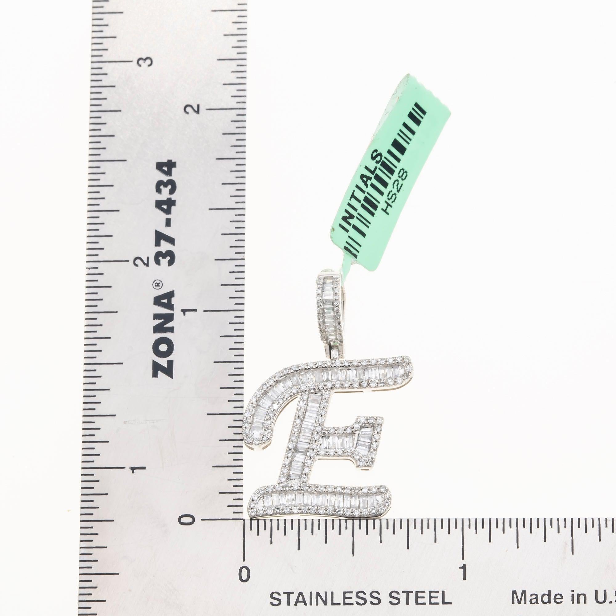 10K GOLD BAGUETTE AND ROUND DIAMOND INITIAL E PENDANT 0.50 CT