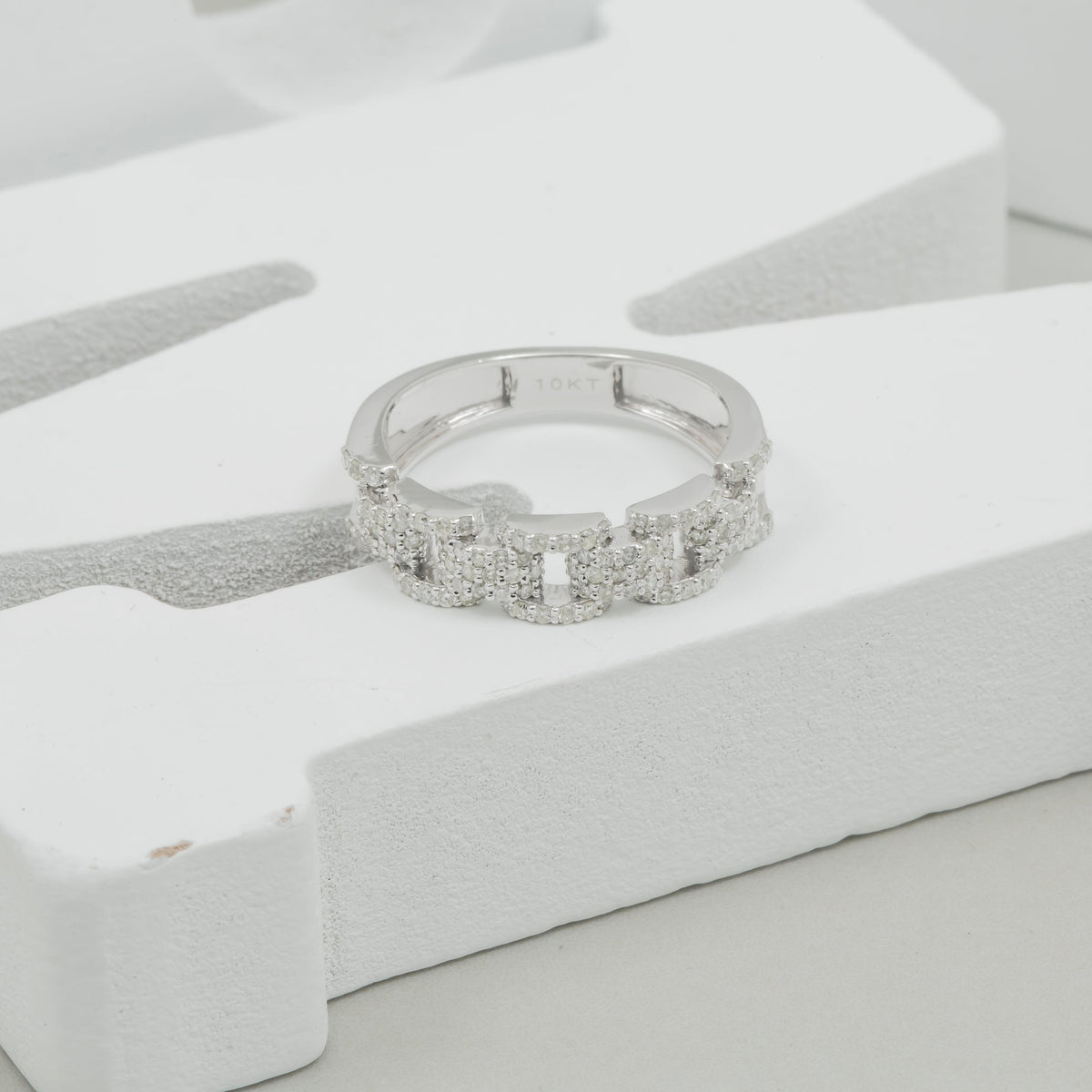 10K GOLD ROUND DIAMOND OPEN LINK RING 0.71 CT
