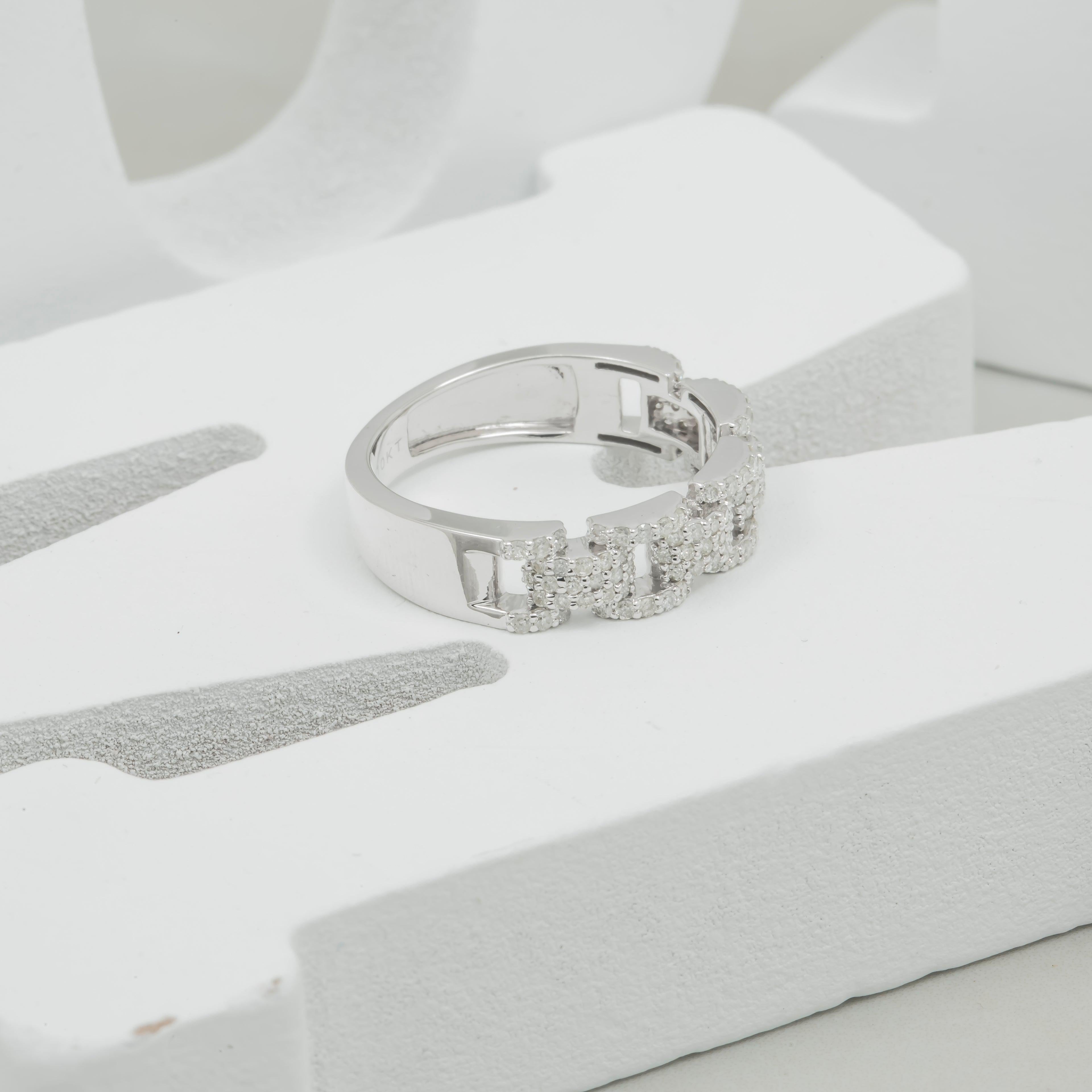 10K GOLD ROUND DIAMOND OPEN LINK RING 0.71 CT