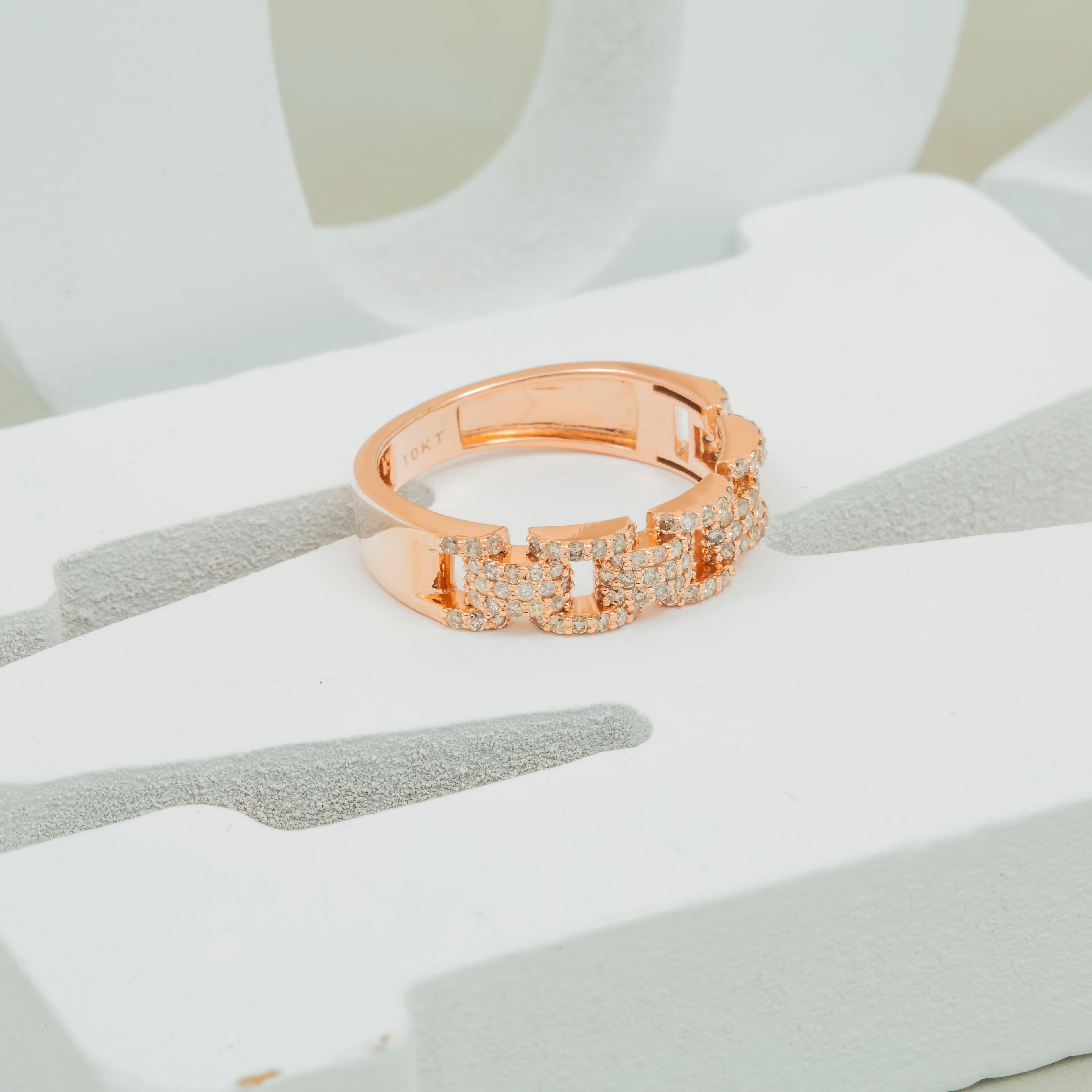 10K GOLD ROUND DIAMOND OPEN LINK RING 0.71 CT