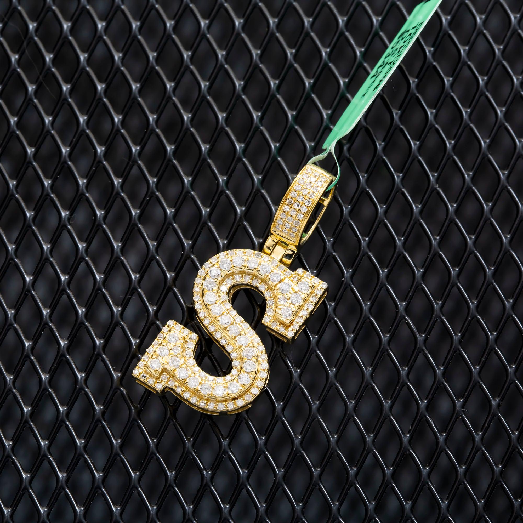 10K GOLD ROUND DIAMOND INITIAL S PENDANT 0.69 CT