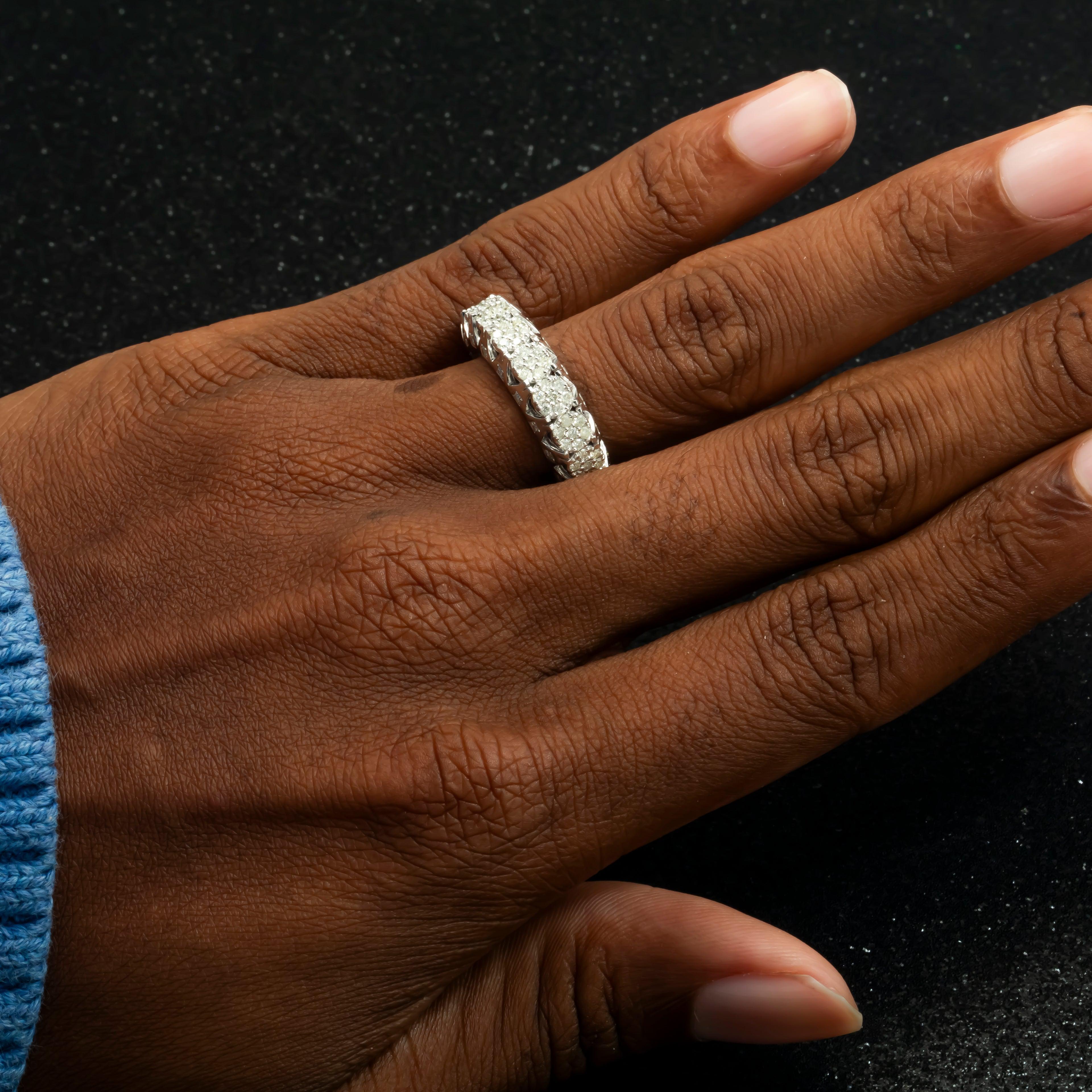 10K GOLD ROUND DIAMOND HALF ETERNITY BAND RING 0.99 CT