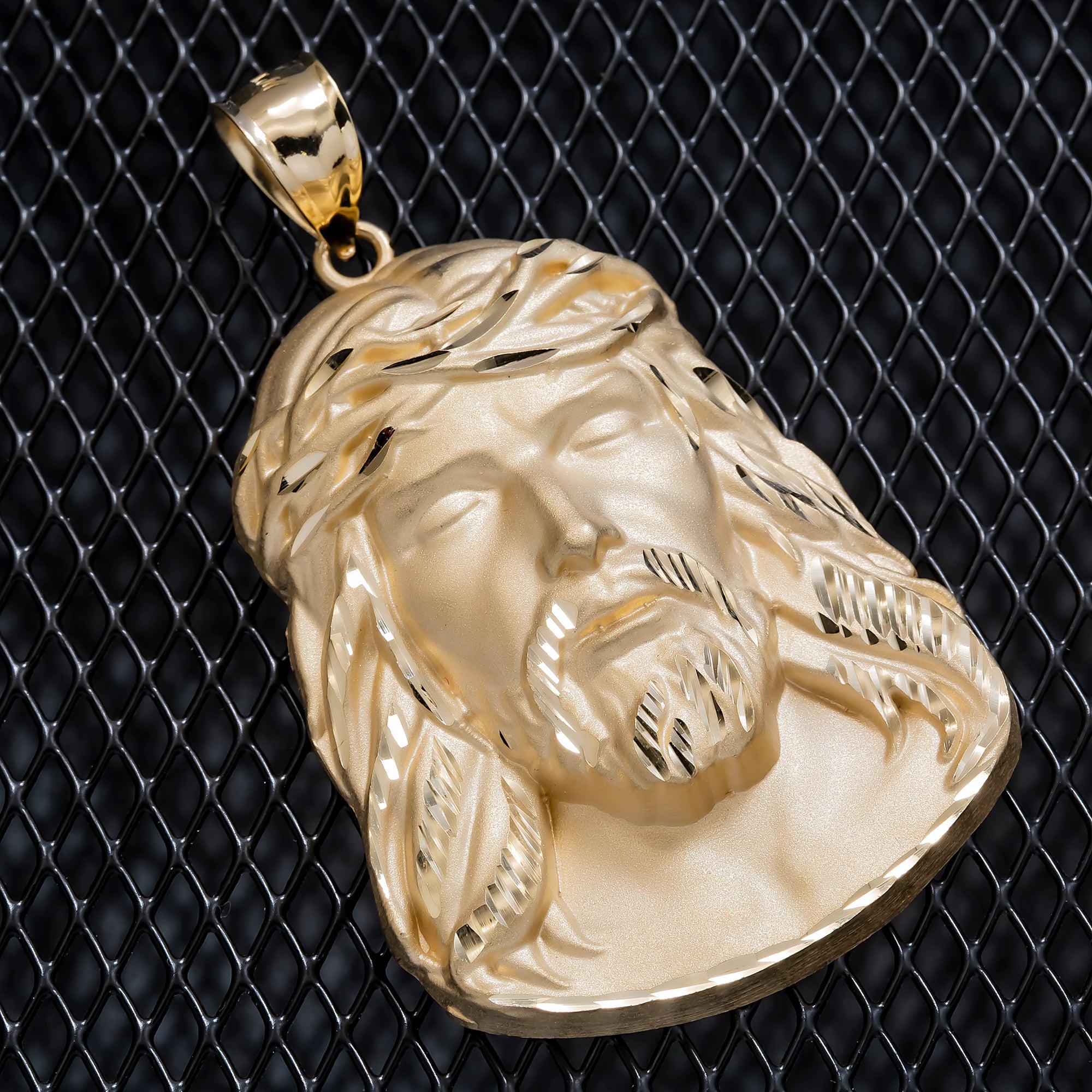 14K GOLD JESUS HEAD PENDANT 17.5G