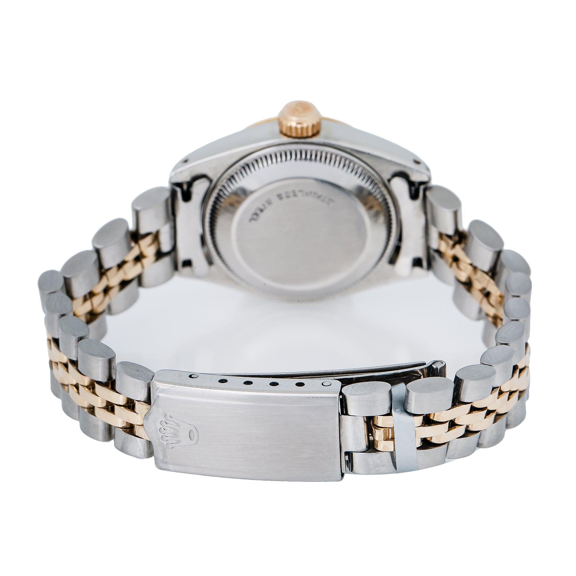 Rolex Datejust 26MM 69173 Turquoise Diamond Dial Fluted Bezel Two Tone Yellow Gold Jubilee Bracelet