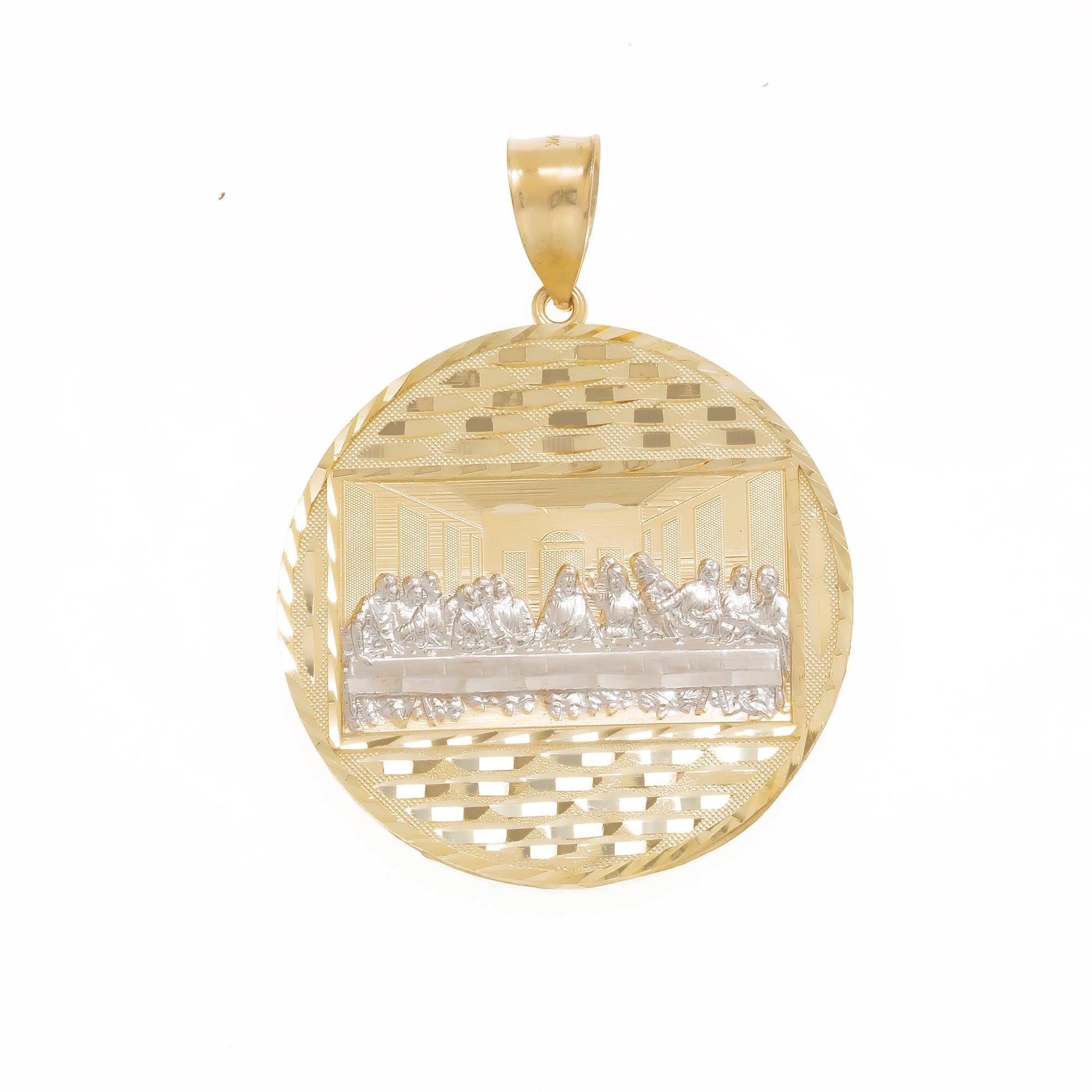 Last Supper Pendant Gold 14k Solid Two-tone Gold Last Supper