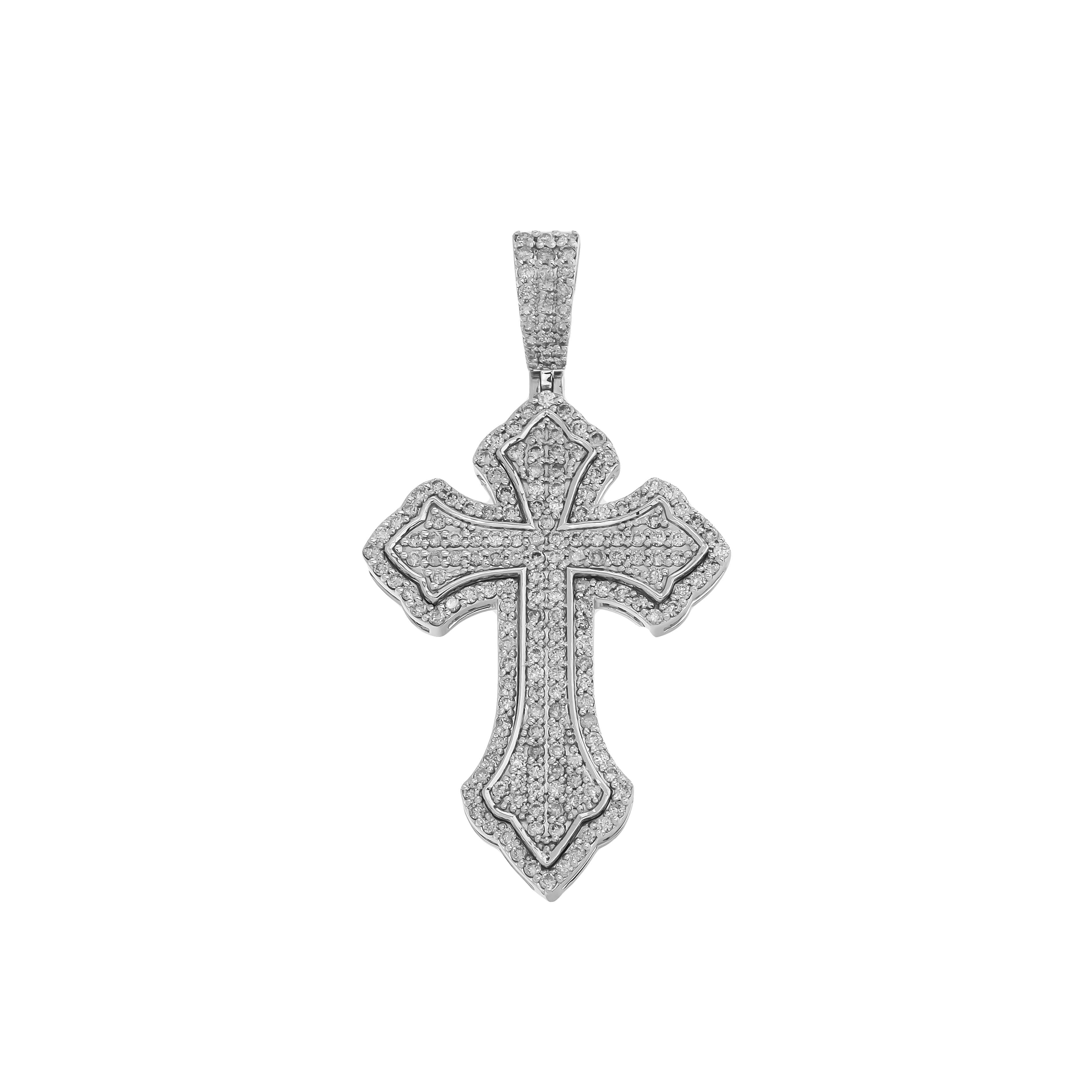 14K GOLD DIAMOND CROSS PENDANT 1.23 CT