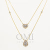 14K GOLD CLUSTER DIAMOND HEART AND PEAR SHAPE NECKLACE 0.90 CT