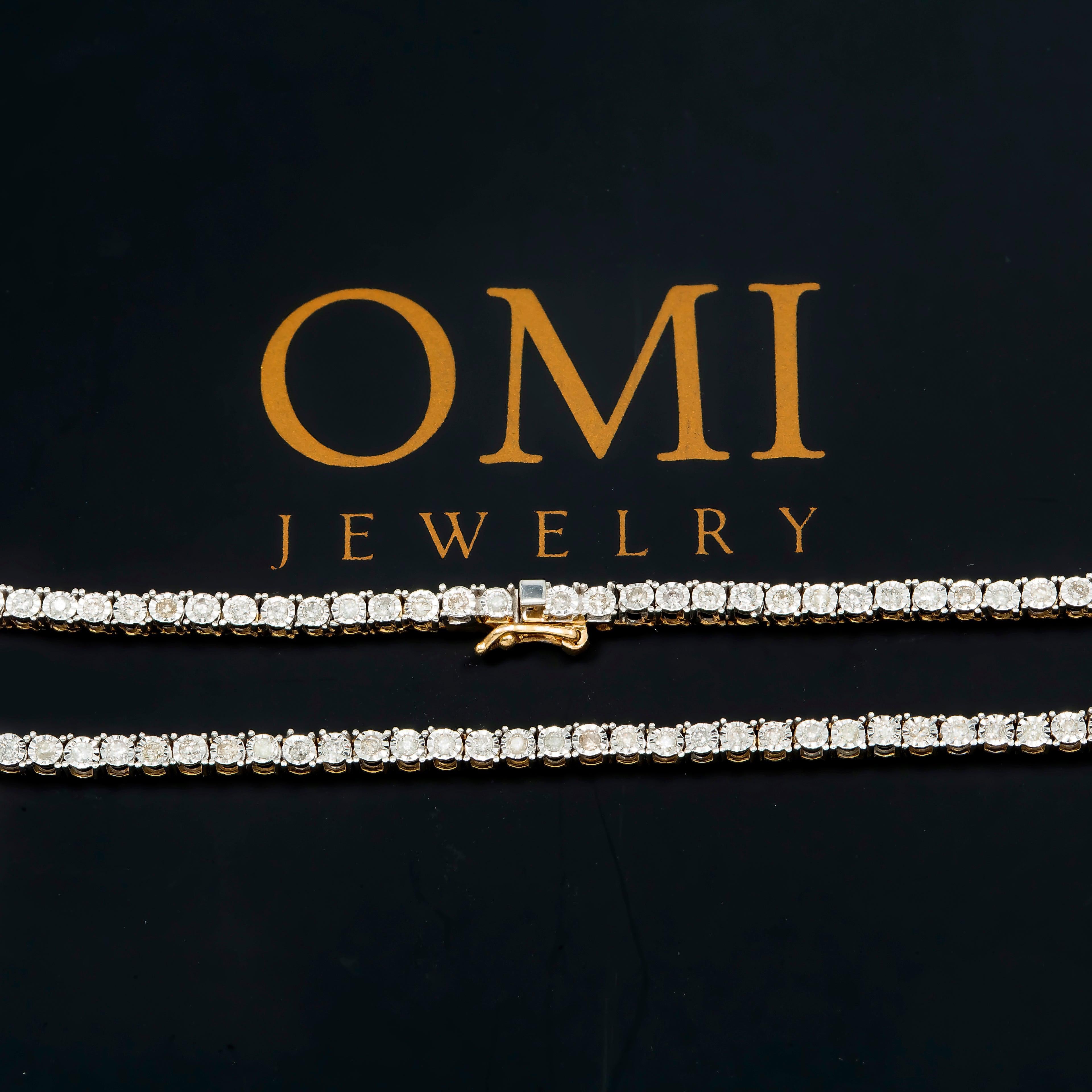 10K GOLD ROUND DIAMOND 2MM TENNIS CHAIN 1.59 CT