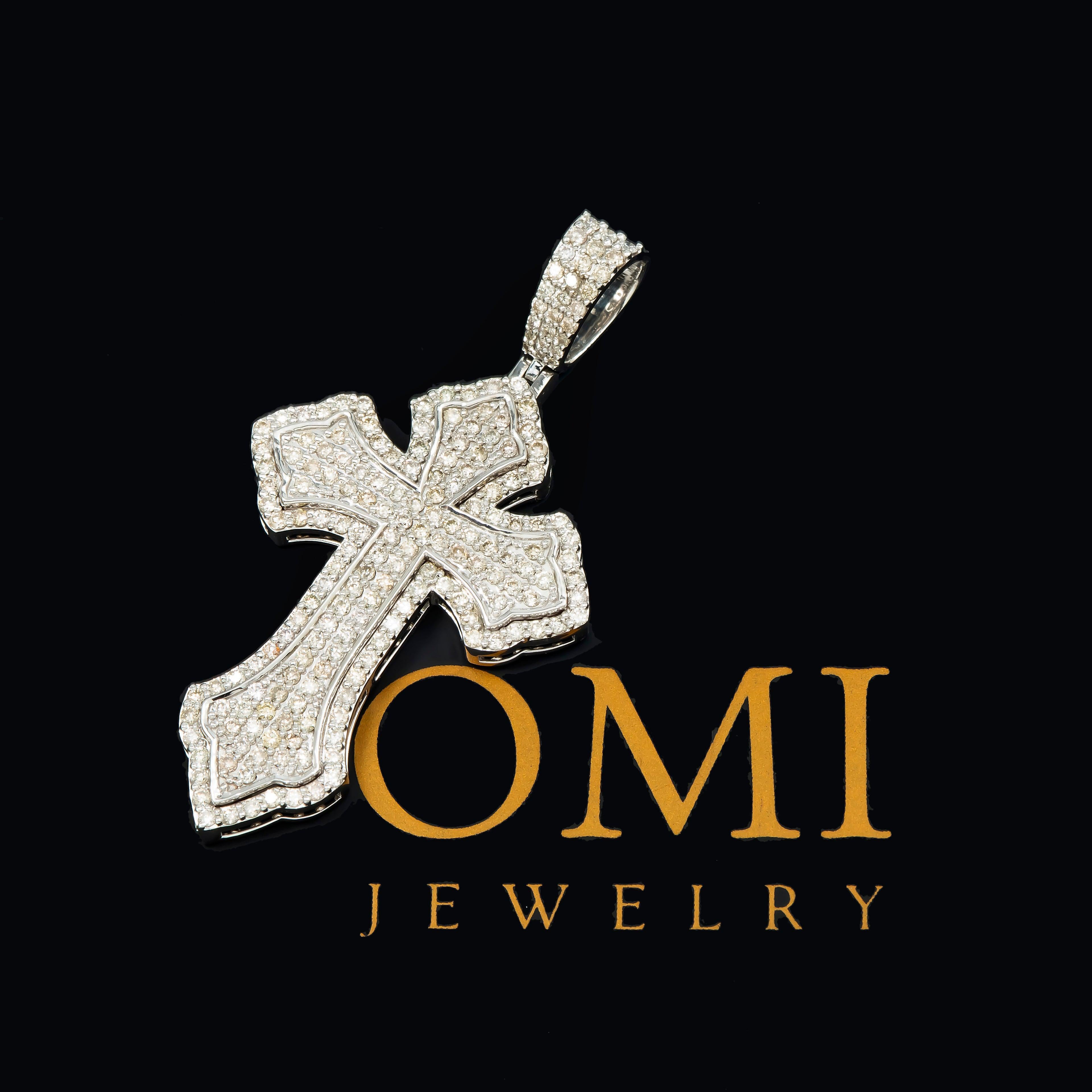 14K GOLD DIAMOND CROSS PENDANT 1.23 CT