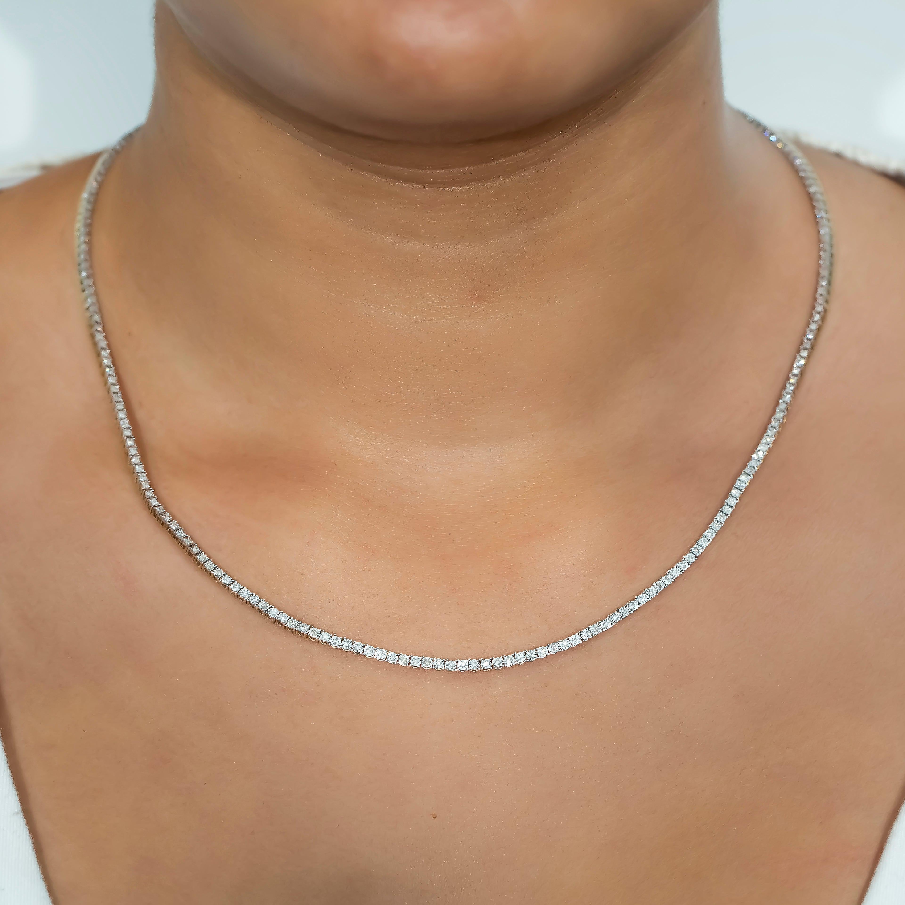 10K GOLD ROUND DIAMOND 2MM TENNIS CHAIN 1.59 CT