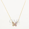 14K GOLD DIAMOND BUTTERFLY MOTHER OF PEARL NECKLACE 0.20 CT