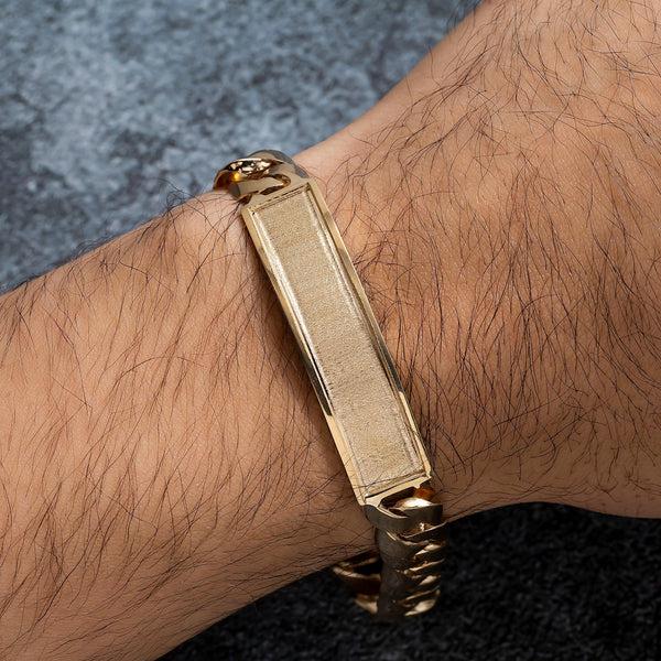 14K GOLD CUBAN LINK ID BRACELET 33.1G OMI Jewelry