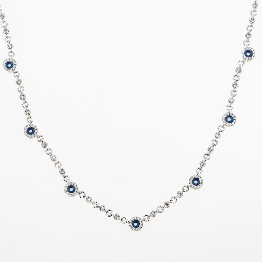 Ladies Blue Sapphire 0.66ctw & Diamond Pendant Necklace