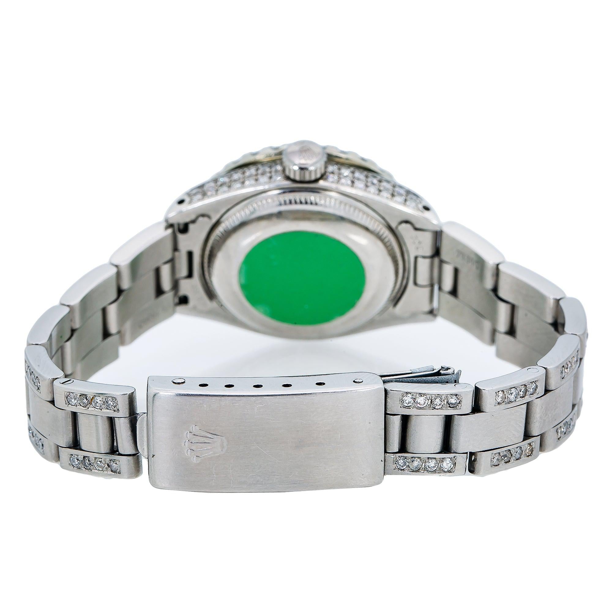 Rolex Datejust 26MM 69160 Red Diamond Dial Diamond Bezel Stainless Steel Semi Diamond Oyster Bracelet 5.25ct