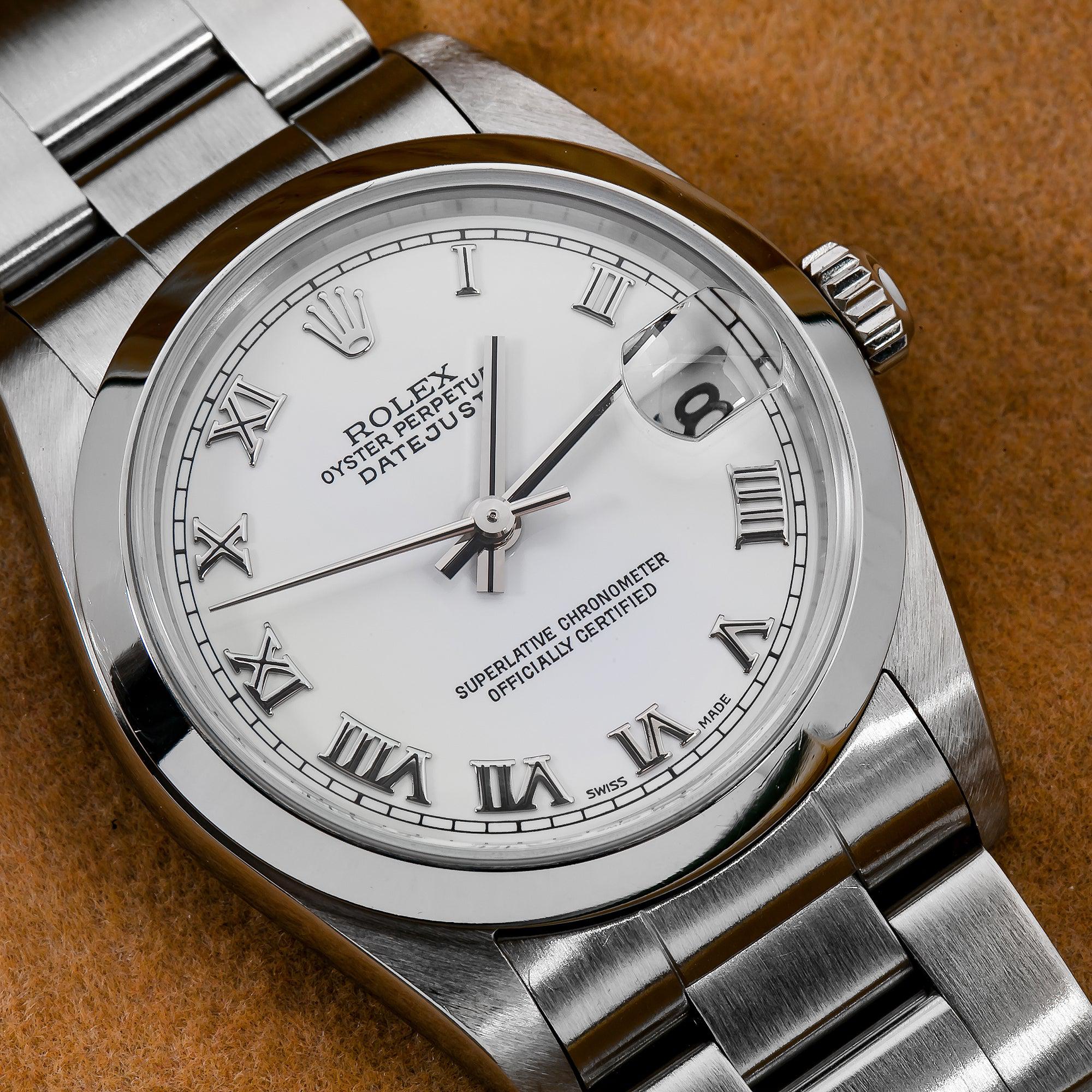 Rolex Datejust 31MM 78240 White Roman Dial Smooth Bezel Stainless Steel Oyster Bracelet