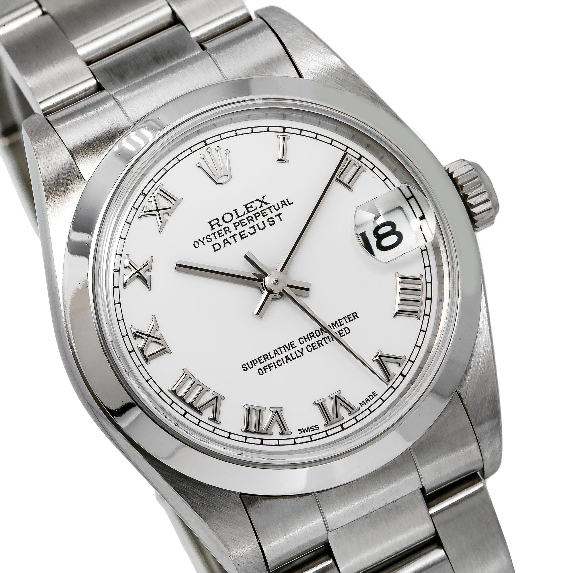 Rolex Datejust 31MM 78240 White Roman Dial Smooth Bezel Stainless Steel Oyster Bracelet