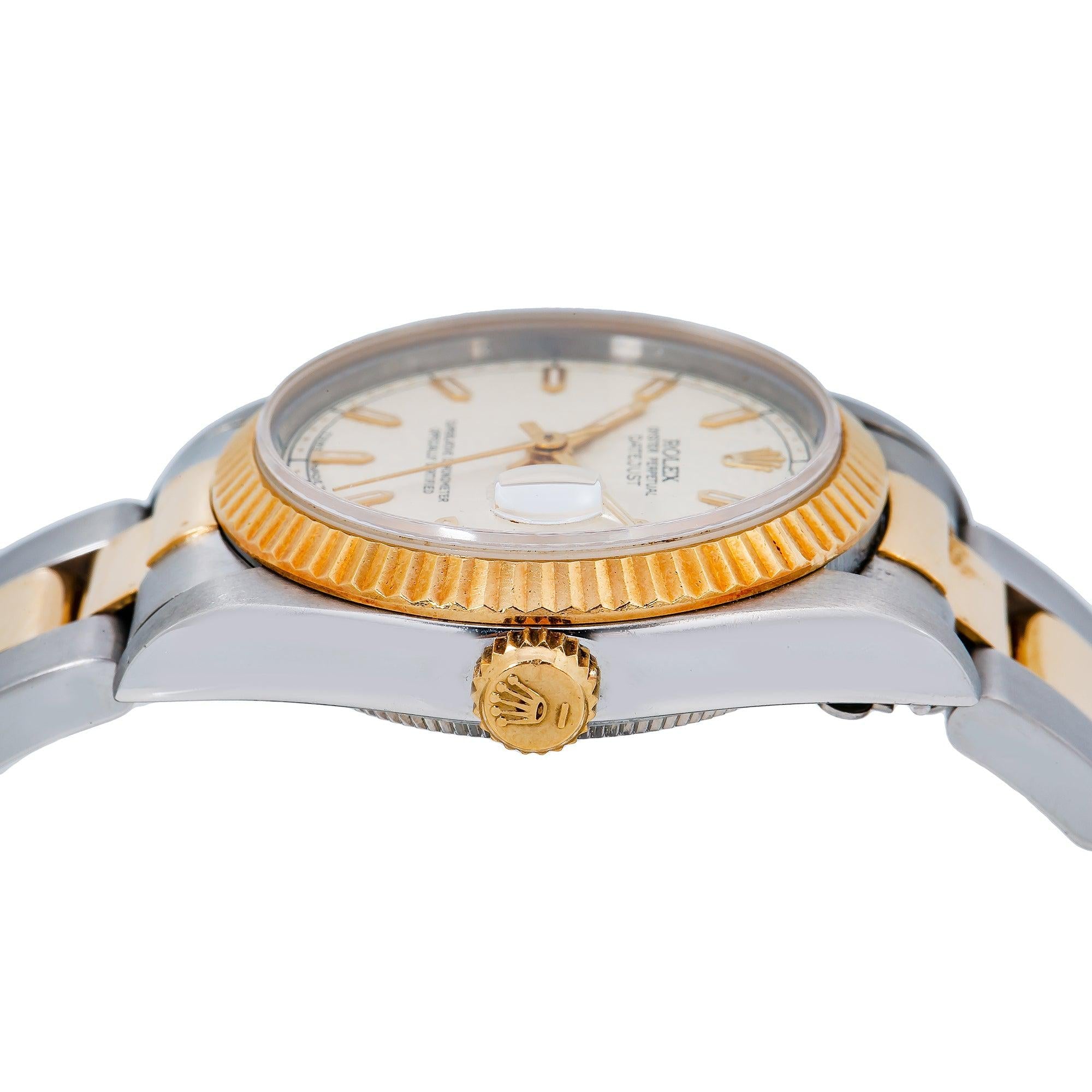 Rolex Datejust 31MM 6824 Ivory Pattern Dial Fluted Bezel Two Tone Yellow Gold Oyster Bracelet
