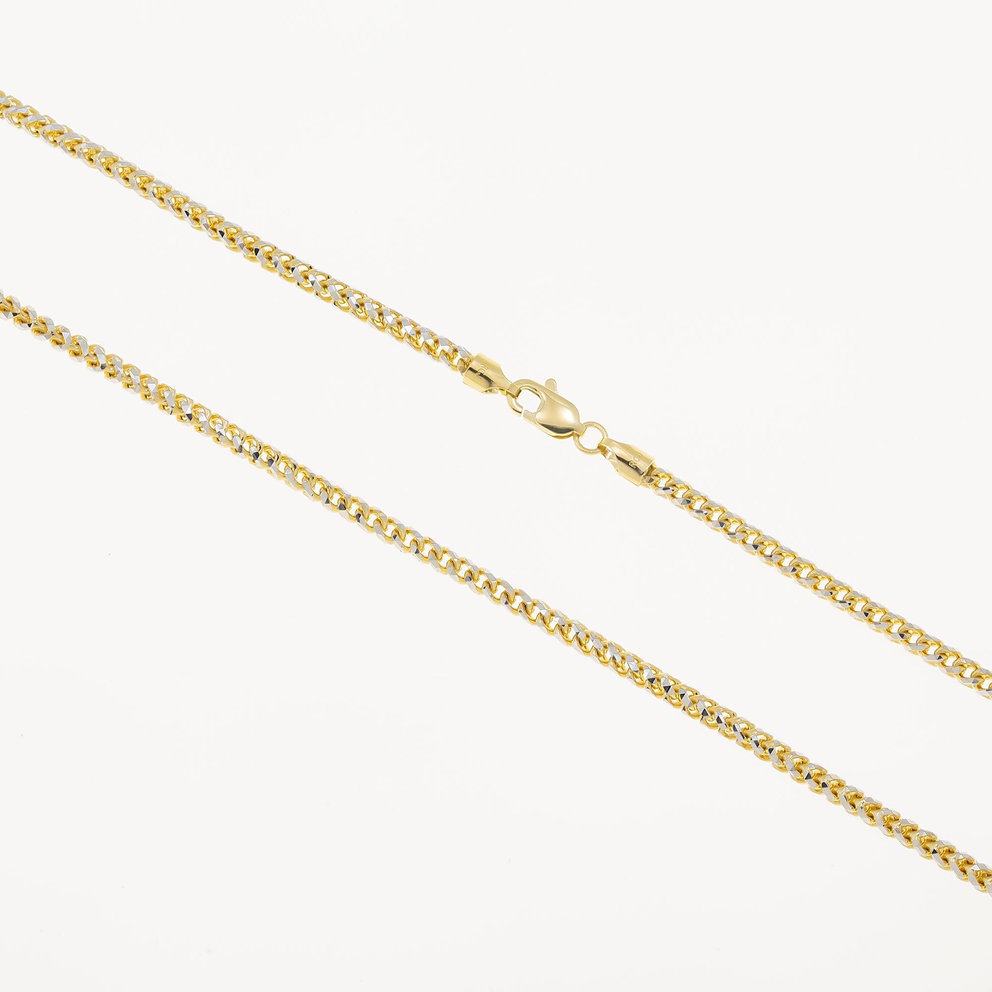 14K GOLD DIAMOND CUT 4MM SOLID CURB CHAIN