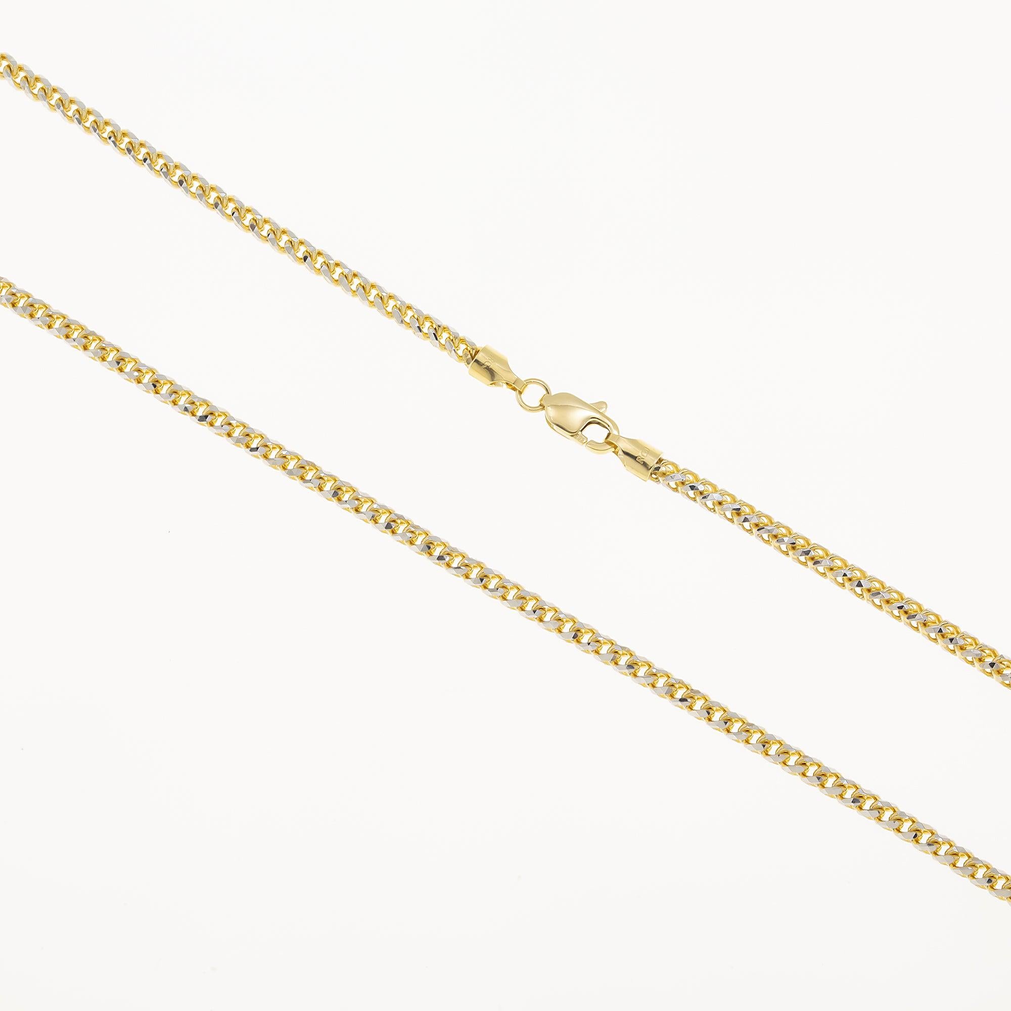 14K GOLD DIAMOND CUT 3MM SOLID CURB CHAIN