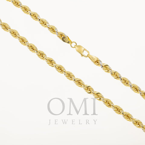 14K GOLD DIAMOND CUT 5MM SOLID ROPE CHAIN