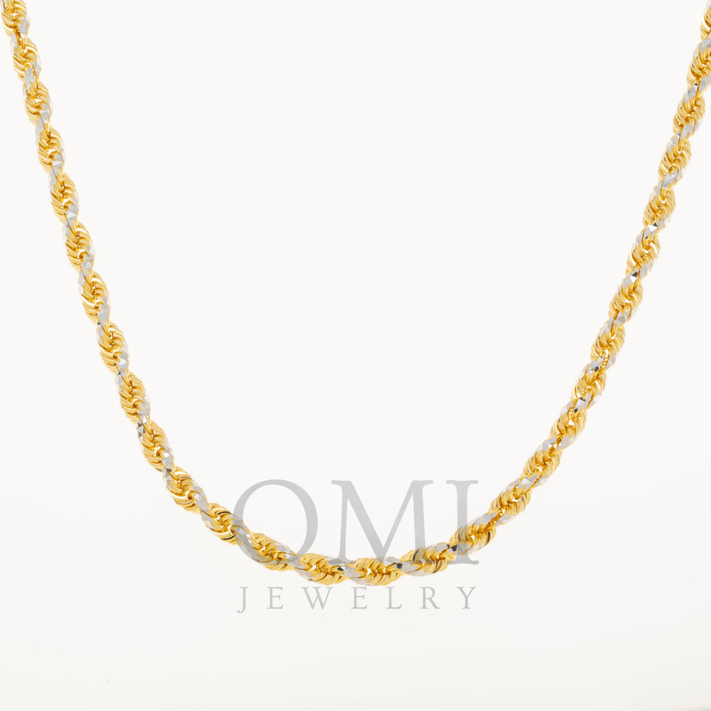 14K GOLD DIAMOND CUT 3.7MM SOLID ROPE CHAIN