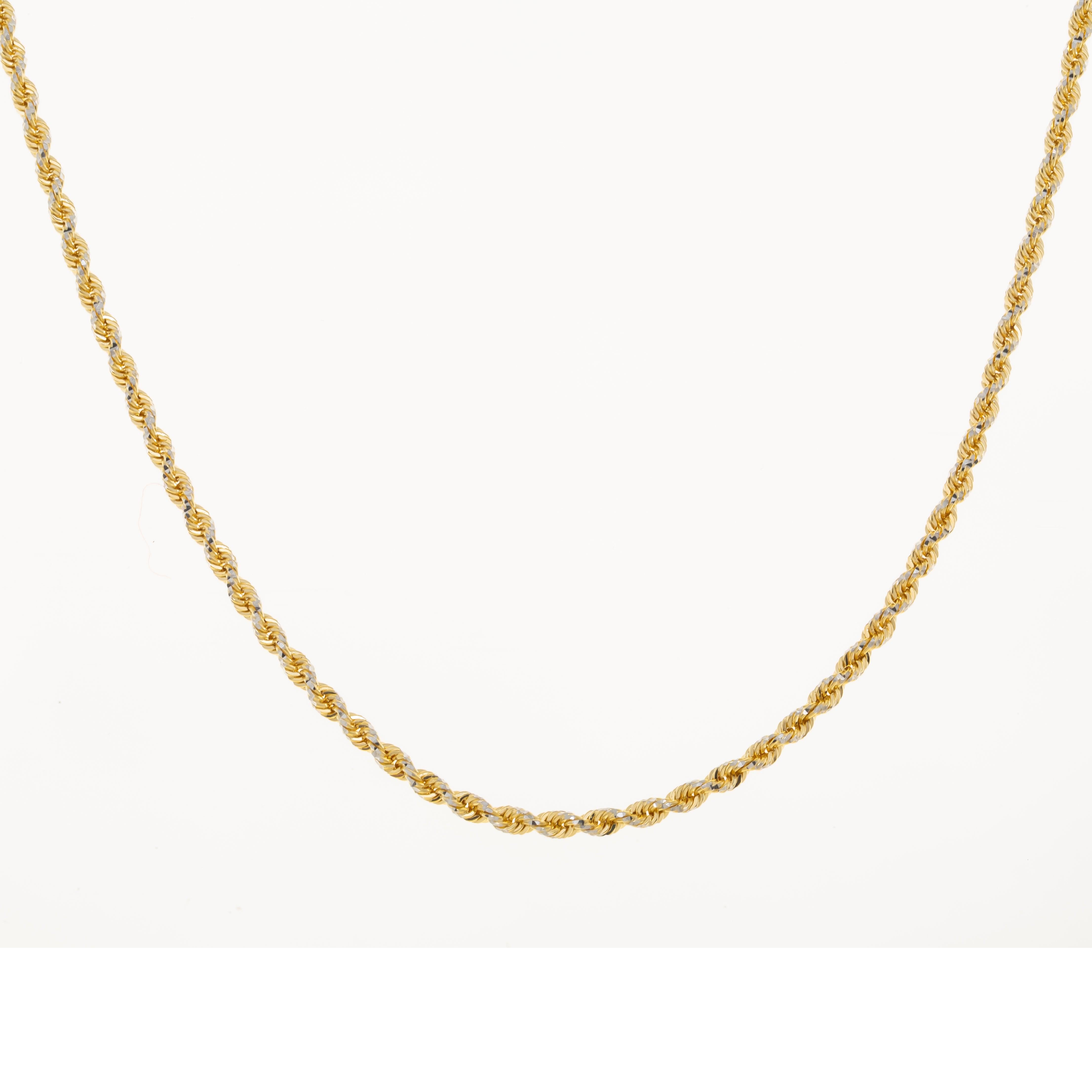 14K GOLD DIAMOND CUT 3MM SOLID ROPE CHAIN