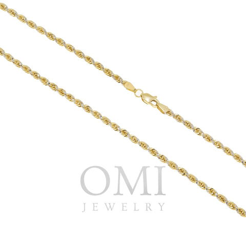 14K GOLD DIAMOND CUT 2.65MM SOLID ROPE CHAIN