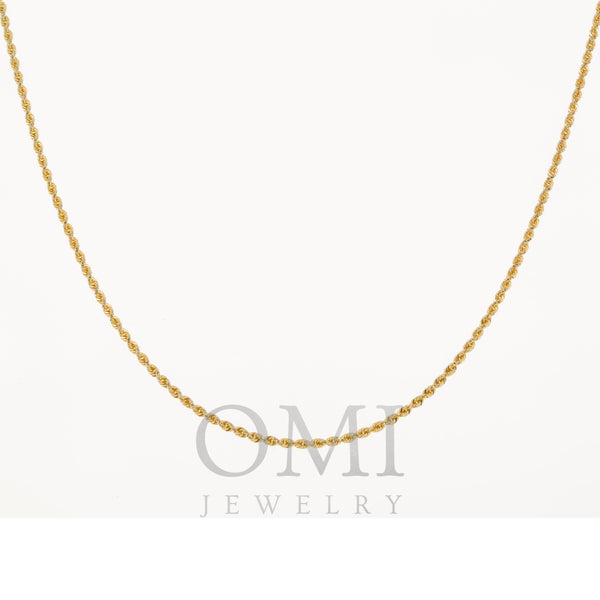 14K GOLD DIAMOND CUT 2MM SOLID ROPE CHAIN