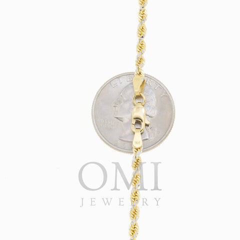 14K GOLD DIAMOND CUT 3MM SOLID ROPE CHAIN