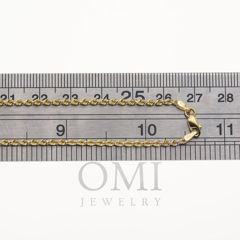 14K GOLD DIAMOND CUT 2MM SOLID ROPE CHAIN