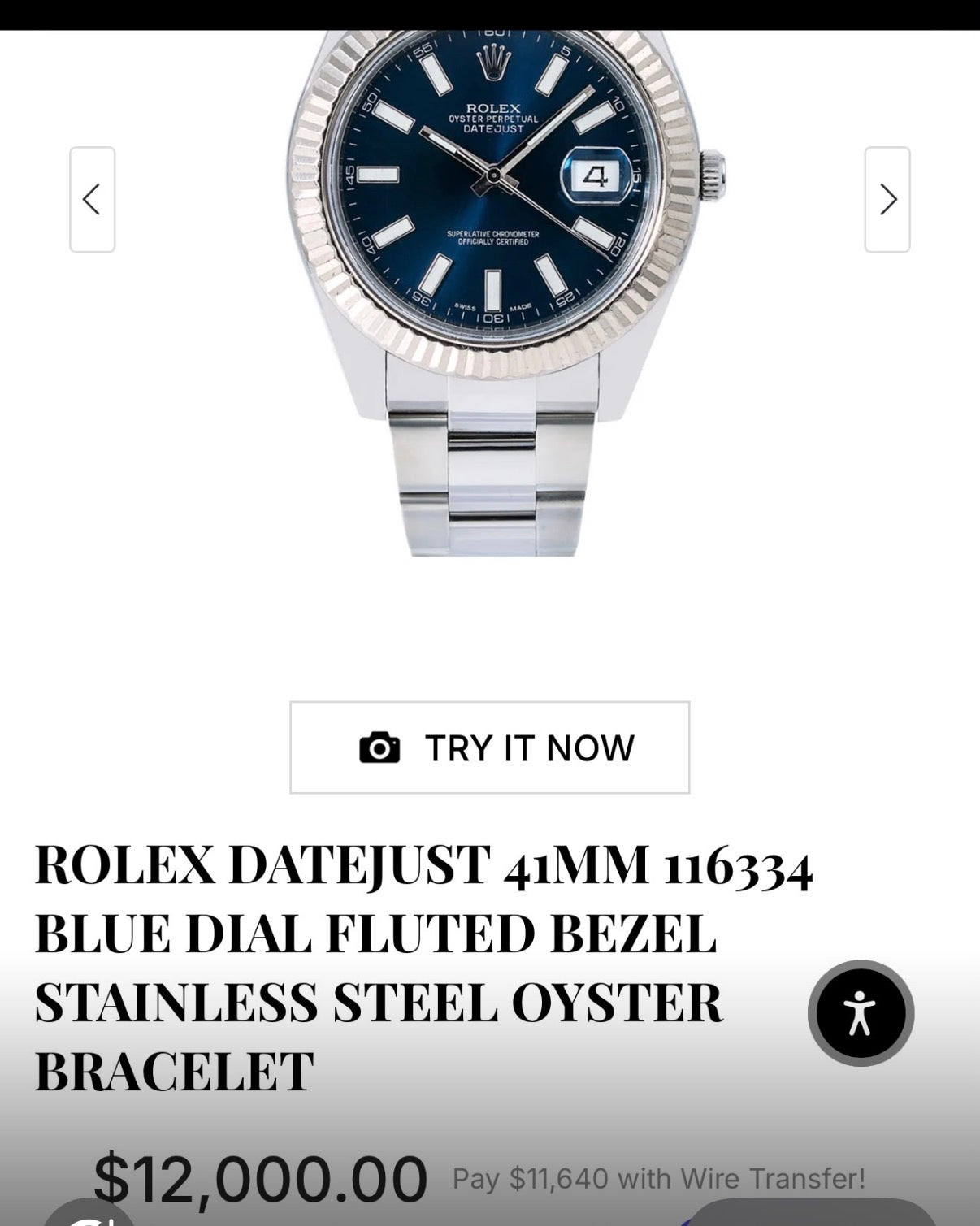 Additional payment for blue dial 41mm ss watch