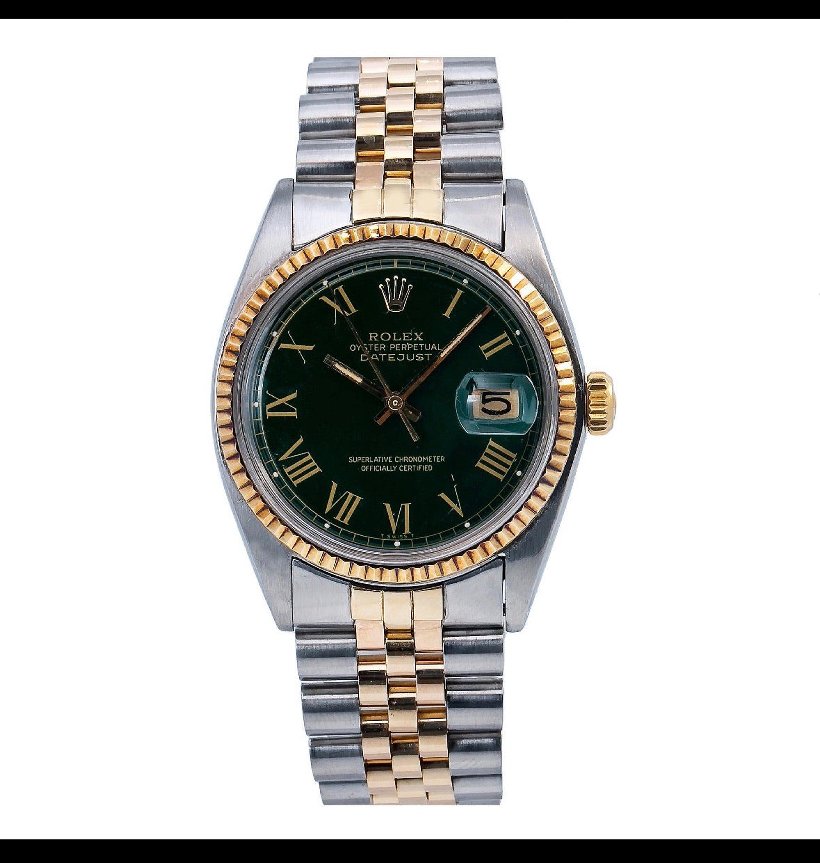 Rolex two tone 1601 with green dial
