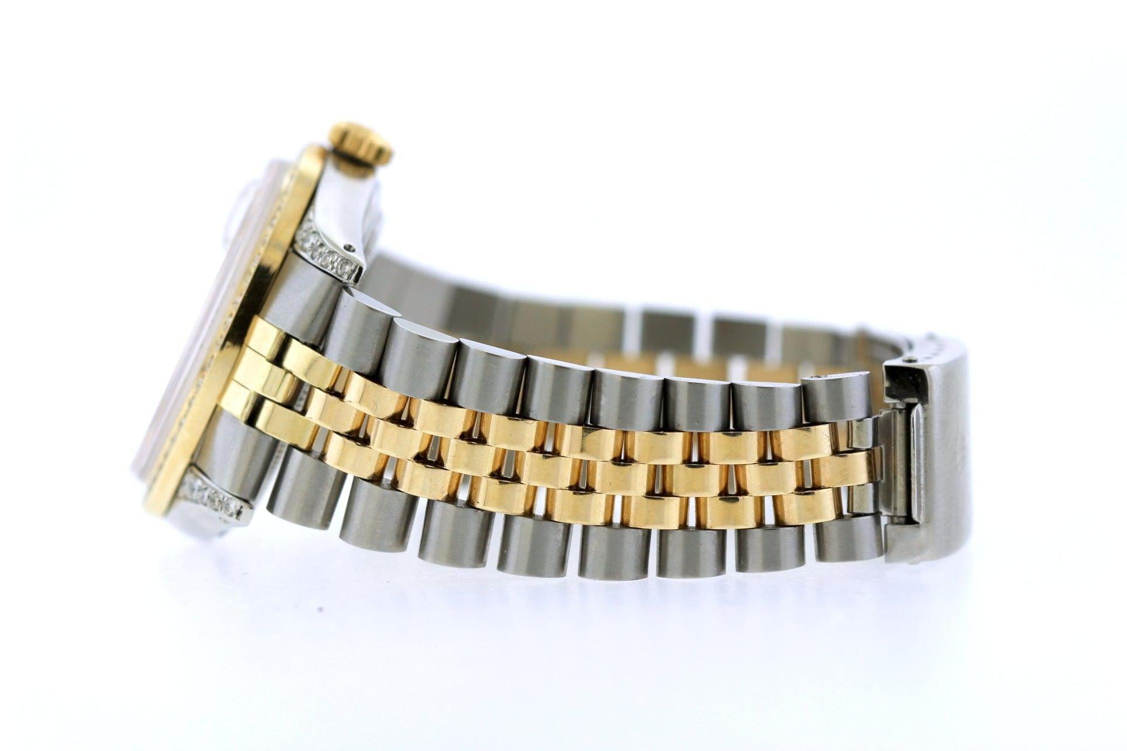 Rolex Datejust 36MM 16013 Black Diamond Dial Fluted Bezel Two Tone Yellow Gold Jubilee Bracelet