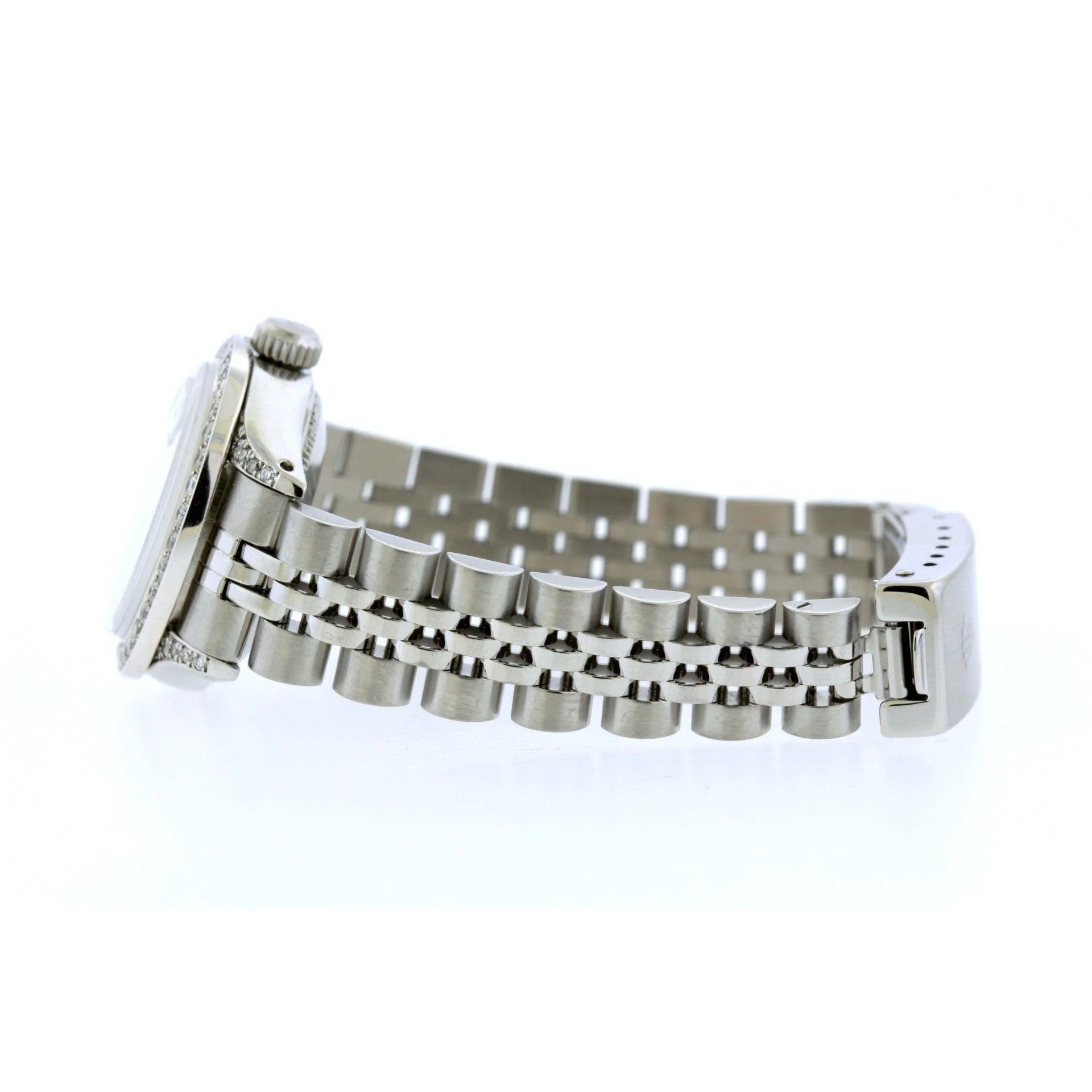 Rolex Datejust 26MM 6916 Red Diamond Dial Diamond Bezel Stainless Steel Jubilee Bracelet 1.2ct