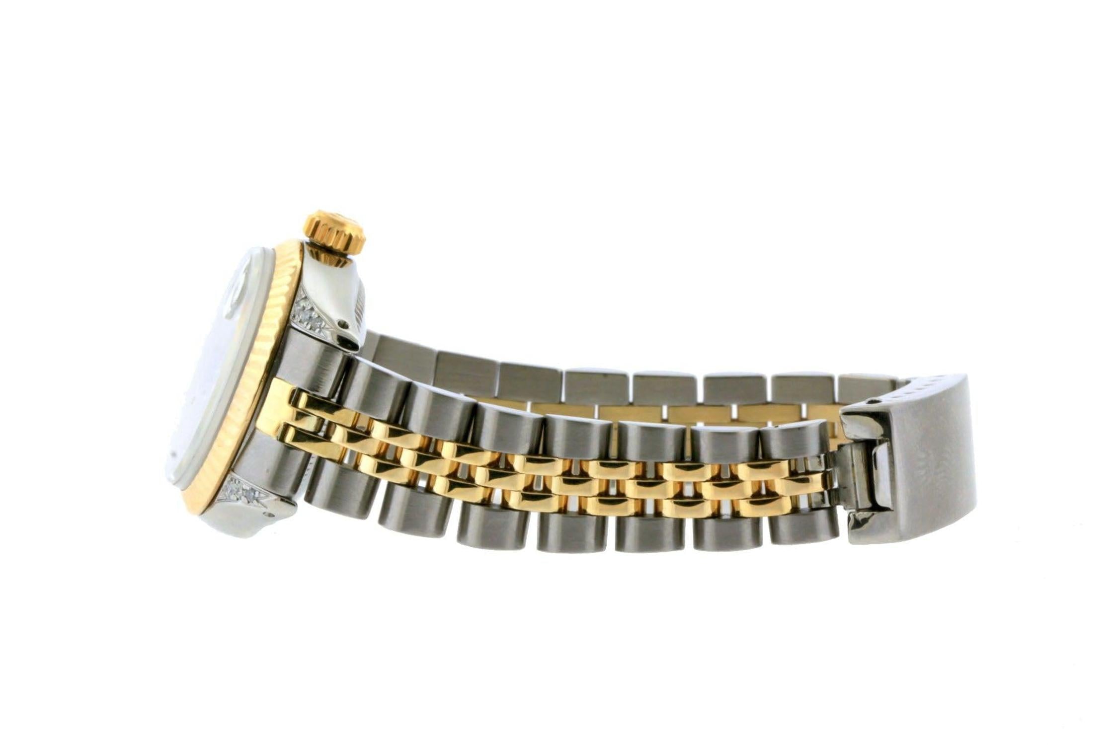 Rolex Datejust 26MM 69173 Champagne Dial Diamond Bezel Two Tone Yellow Gold Jubilee Bracelet 1.2ct
