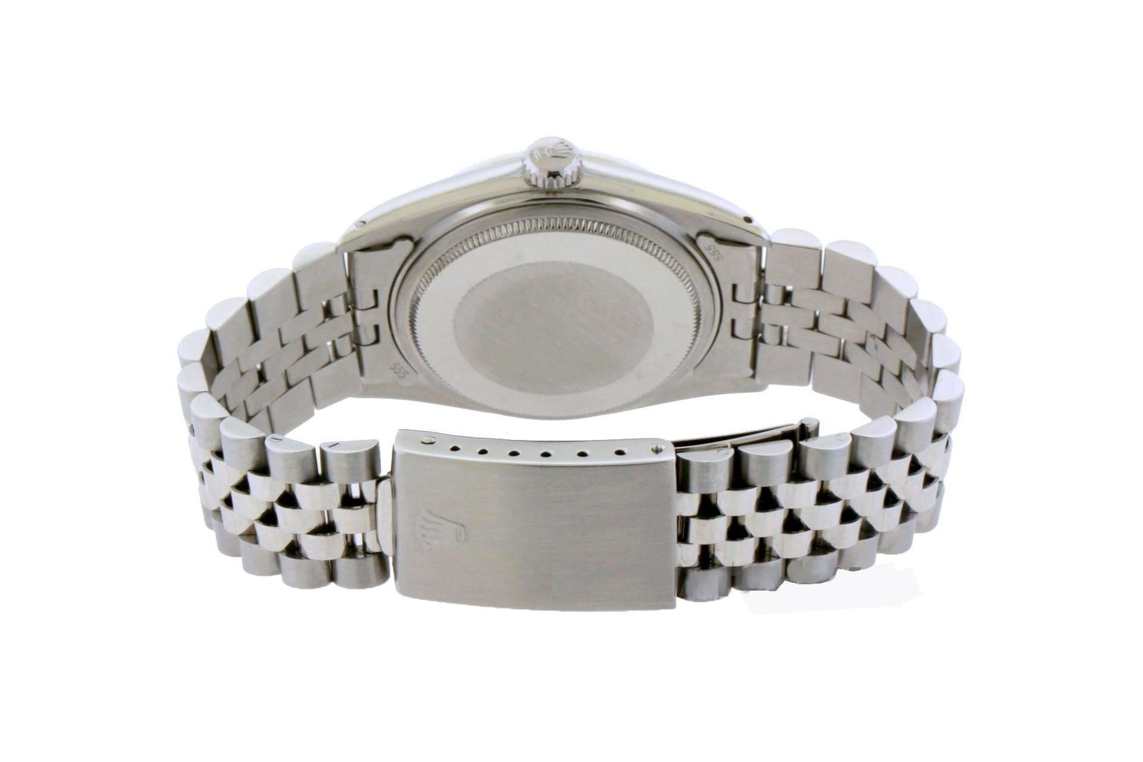 Rolex Datejust 36MM 16200 Blue Roman Diamond Dial Diamond Bezel Stainless Steel Jubilee Bracelet 1.2ct