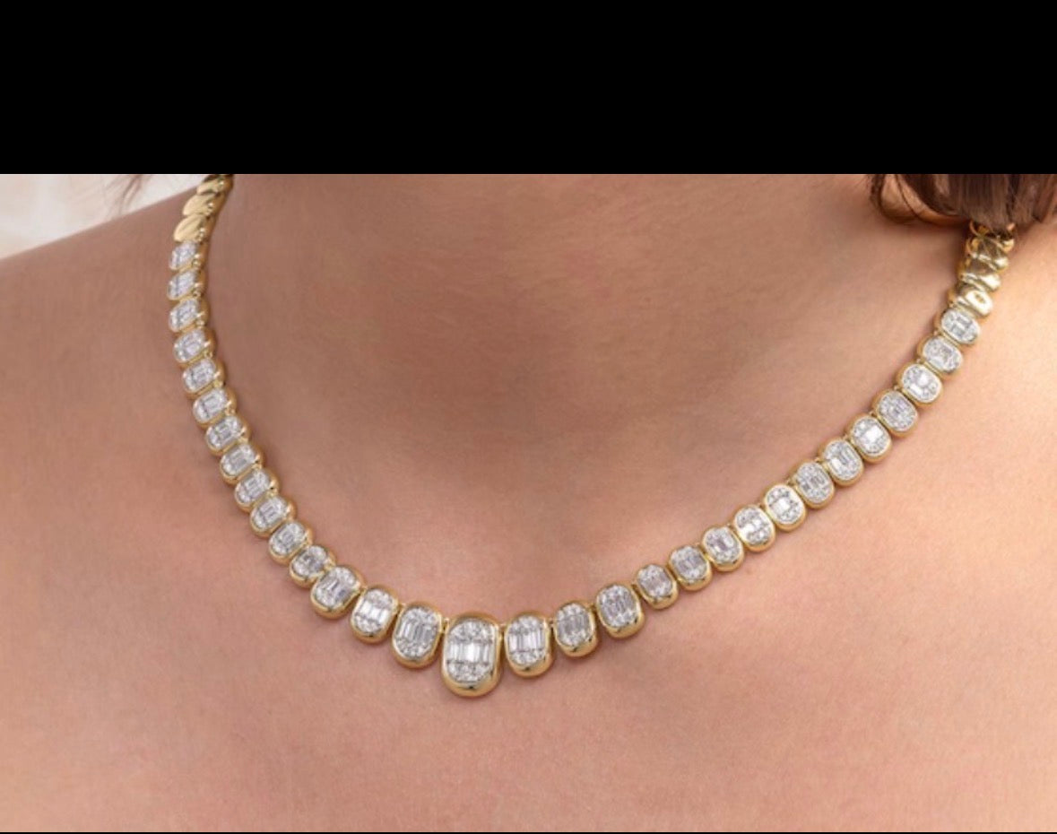 Deposit 14k yellow gold graduated baguette 16”